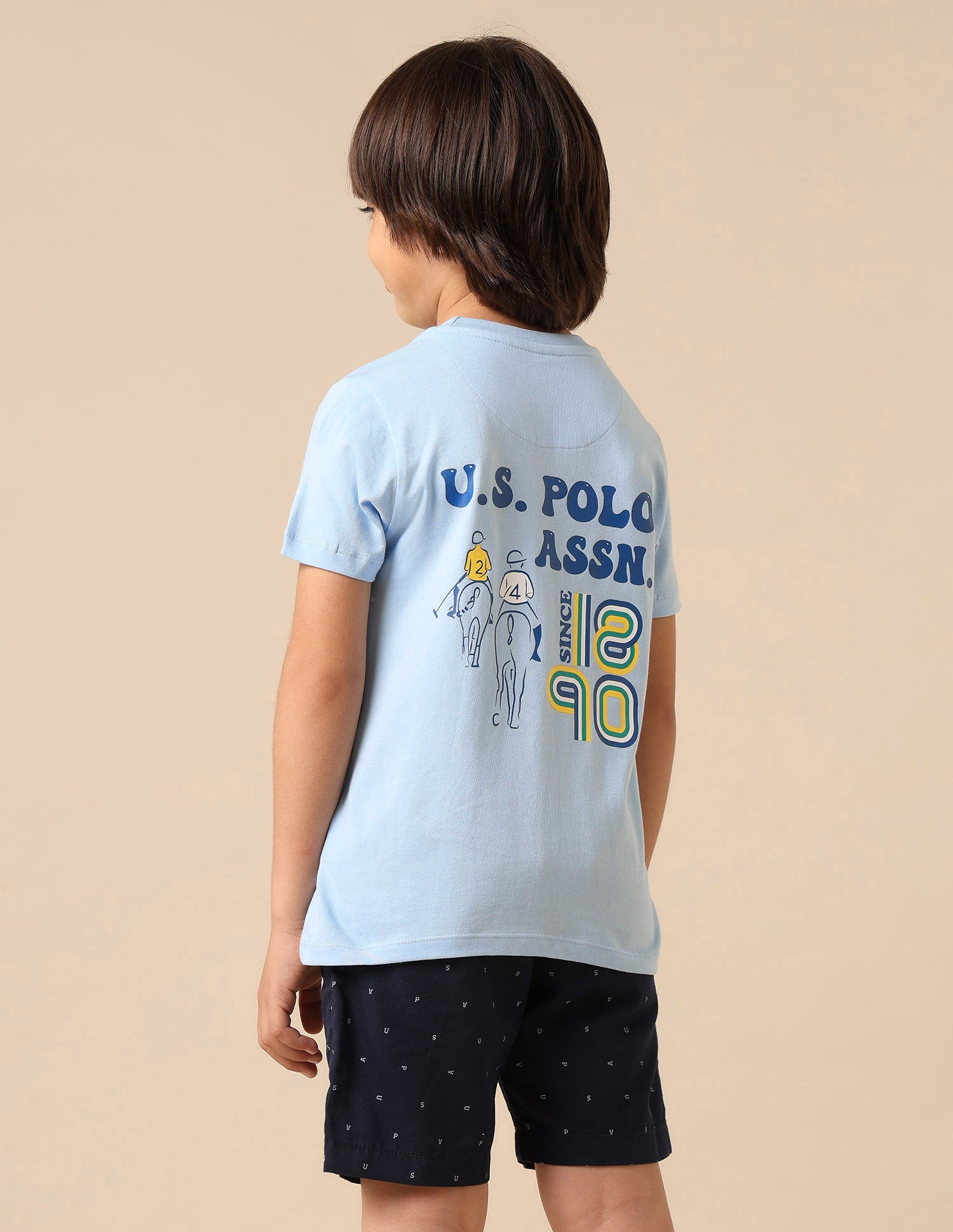 Boys Graphic Printed Regular Fit T Shirt Light Blue - U.S. POLO ASSN. | Large