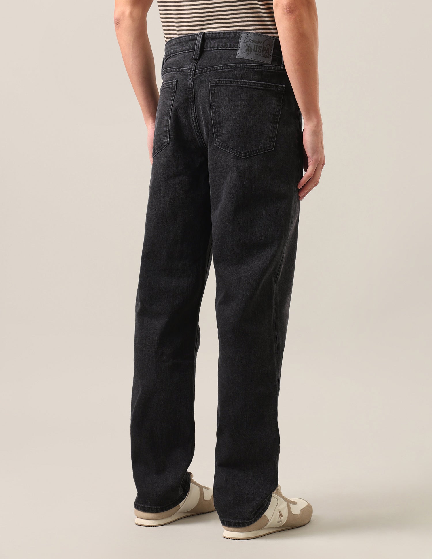 Shawn Relaxed Fit Black Jeans Washed Black - U.S. Polo Assn. India | Large