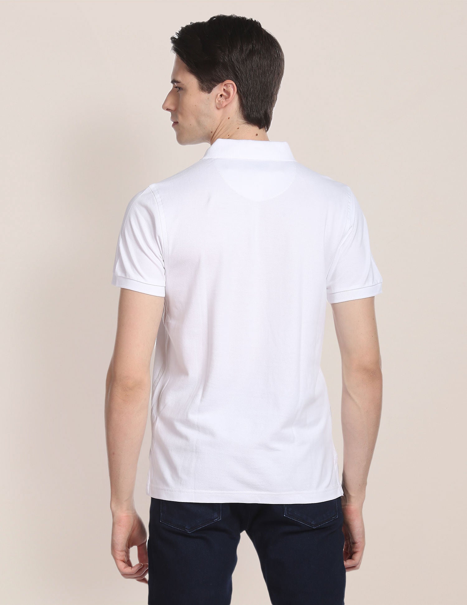 Ribbed Collar Solid Polo Shirt White - U.S. POLO ASSN. | Large