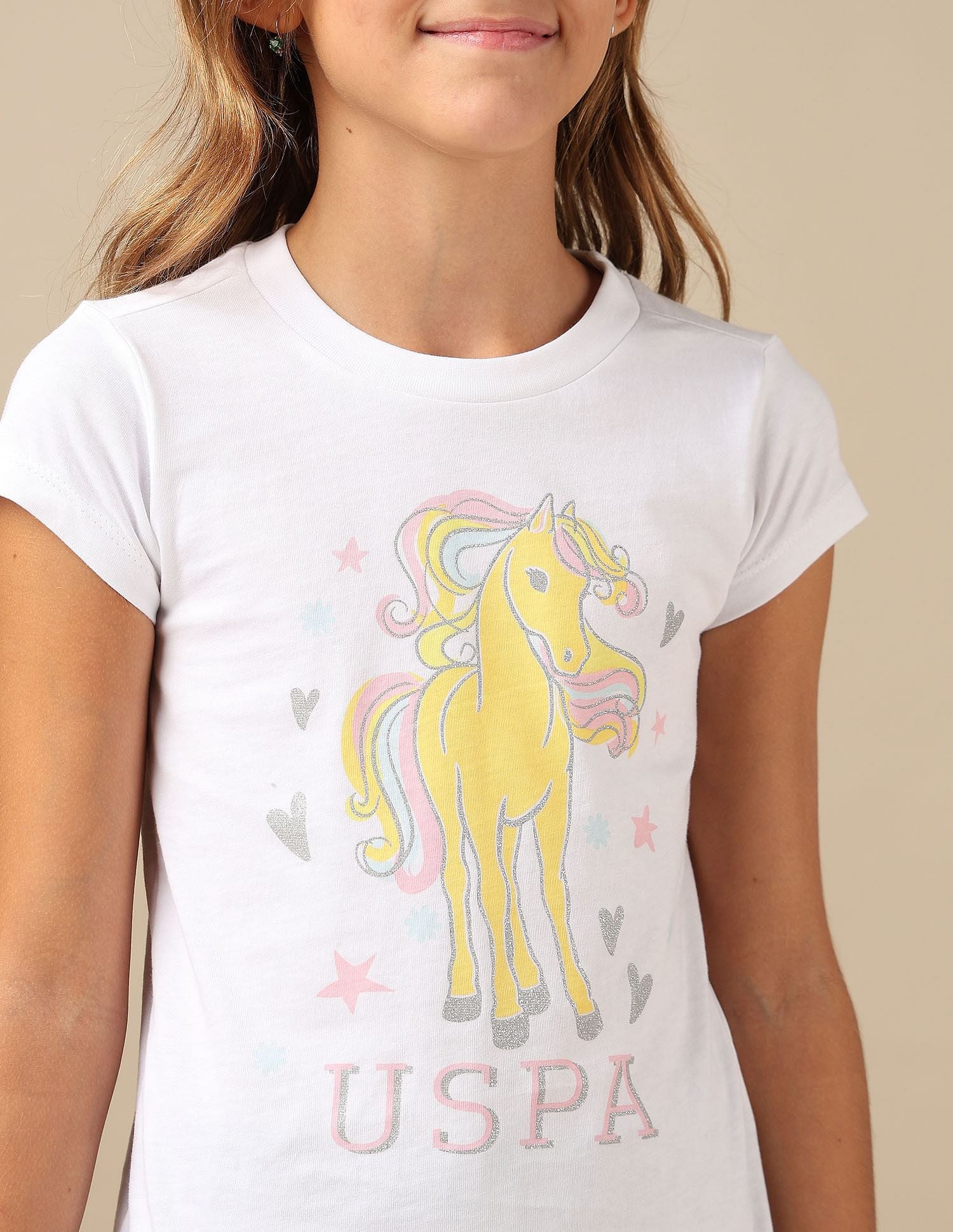 Girls Unicorn Graphic T-Shirt White - U.S. POLO ASSN. | Large