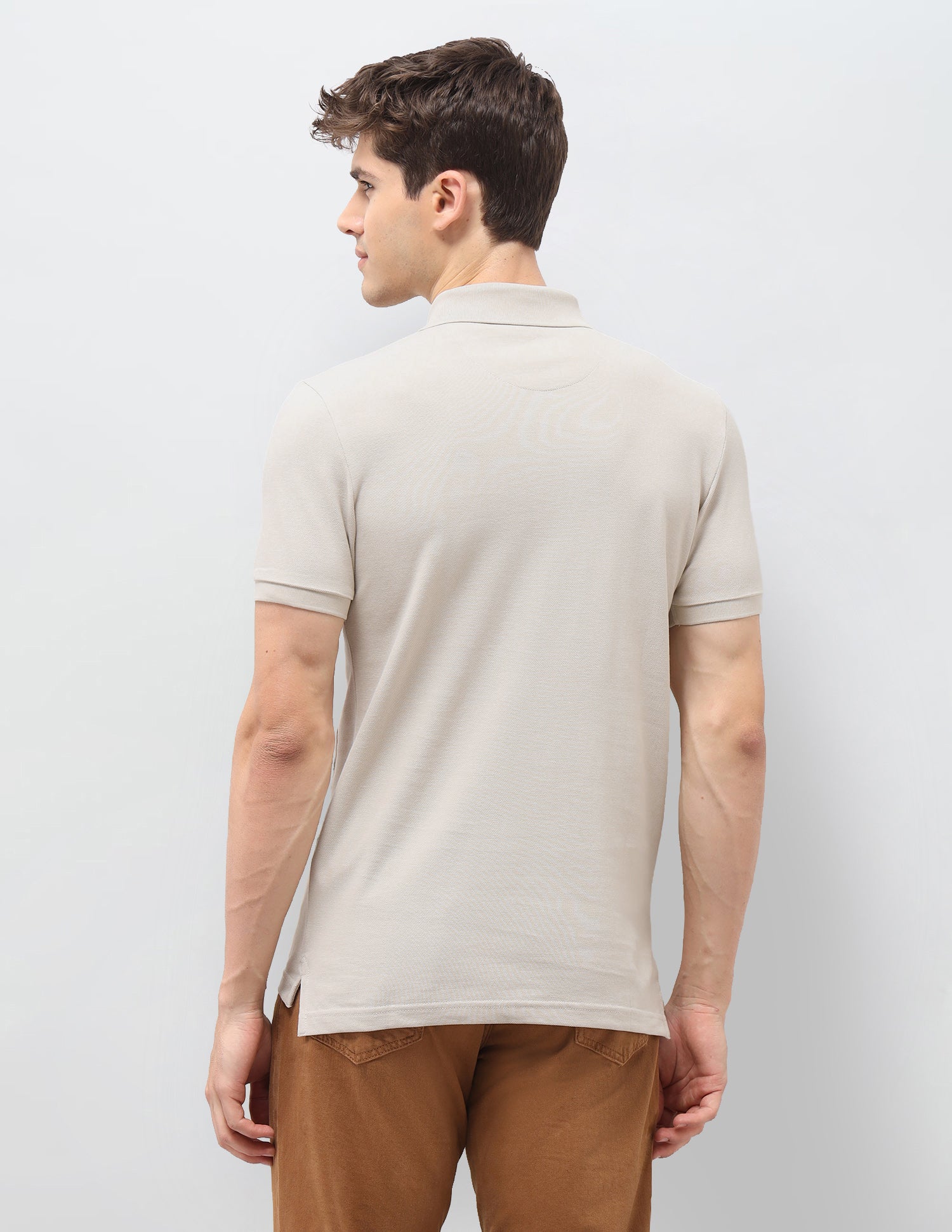 Graphic Brand Printed Muscle Fit Polo Shirt Beige - U.S. Polo Assn. India | Large