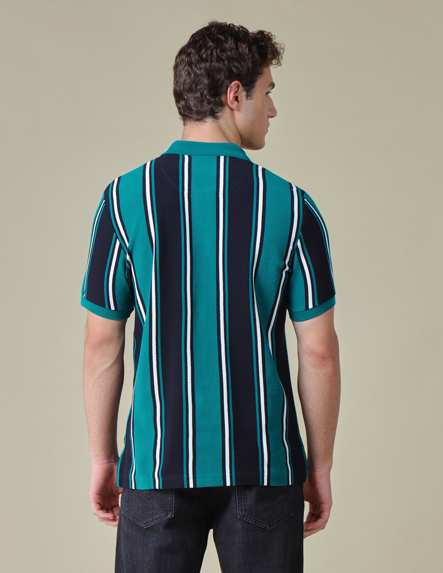 Vertical Striped Regular Fit Polo Shirt Teal - U.S. Polo Assn. India | Large