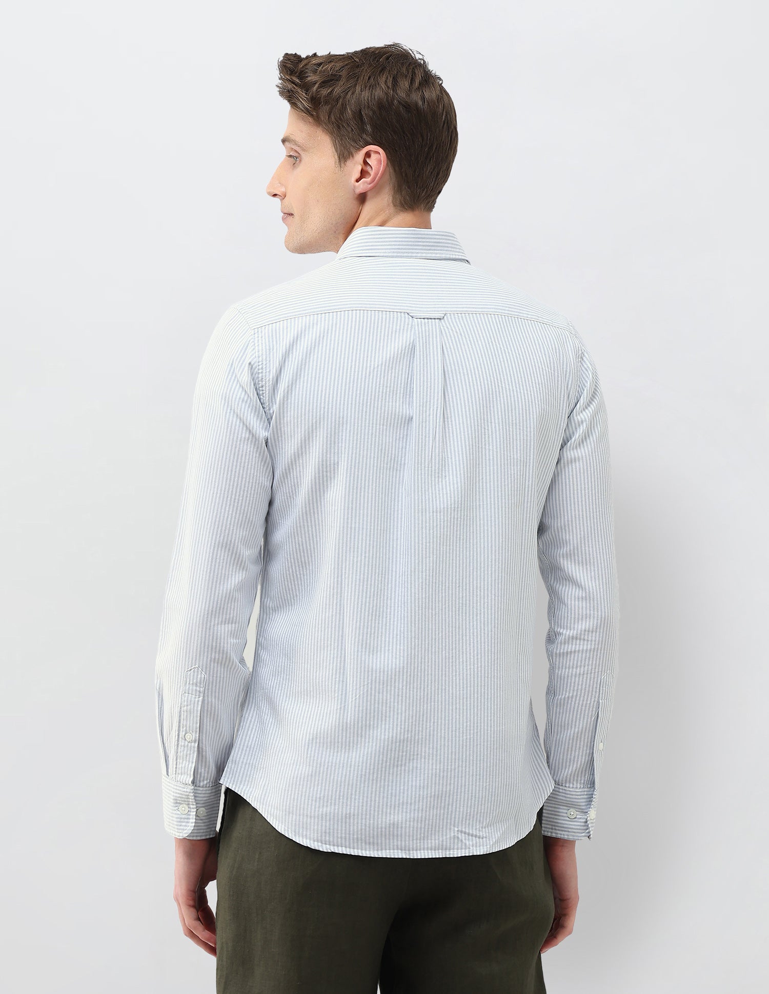 Oxford Regular Fit Vertical Striped Shirt Green - U.S. Polo Assn. India | Large