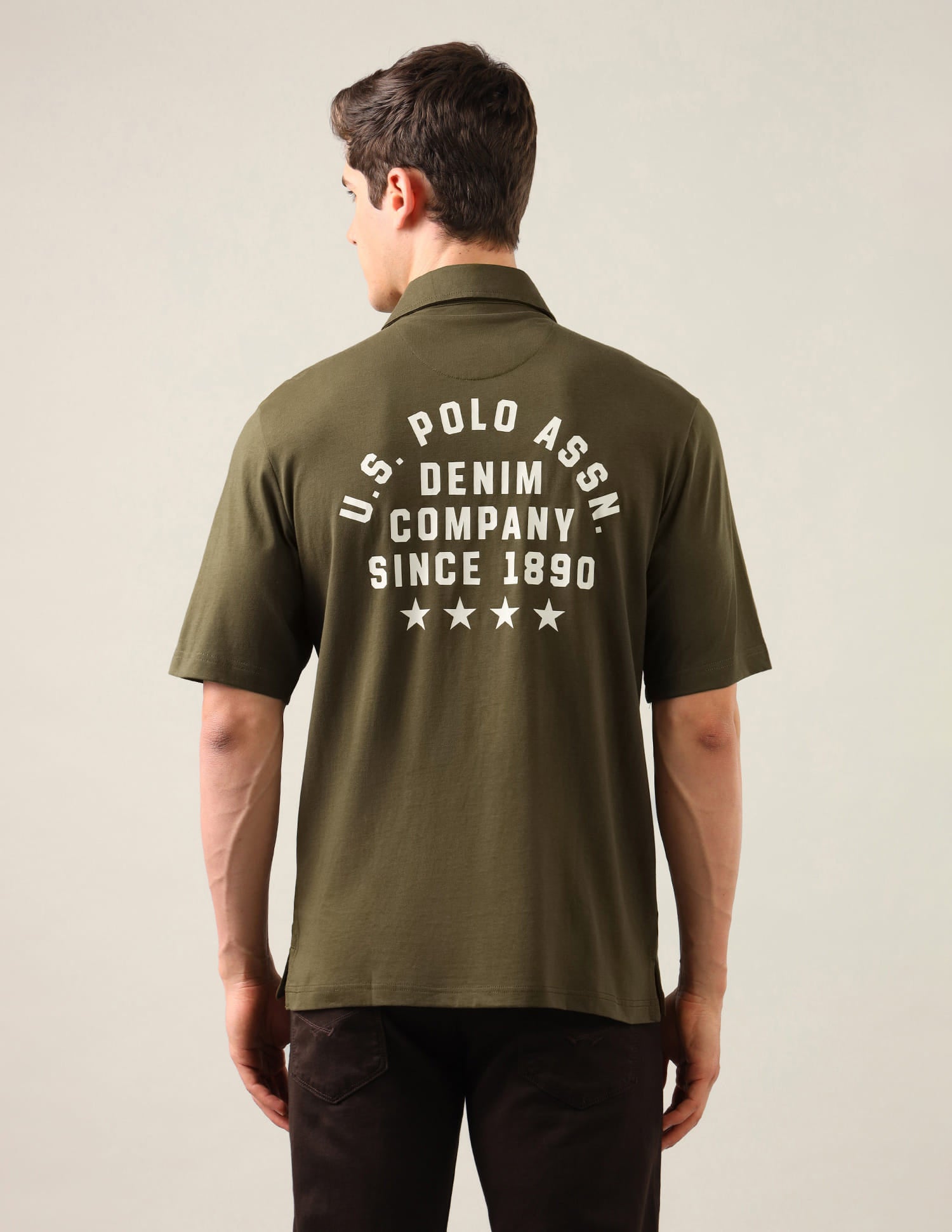 Typographic Brand Printed Knitted Shirt Green - U.S. Polo Assn. India | Large