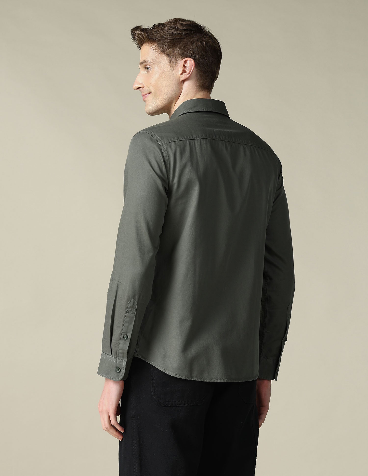 Twill Regular Fit Shirt Olive - U.S. Polo Assn. India | Large