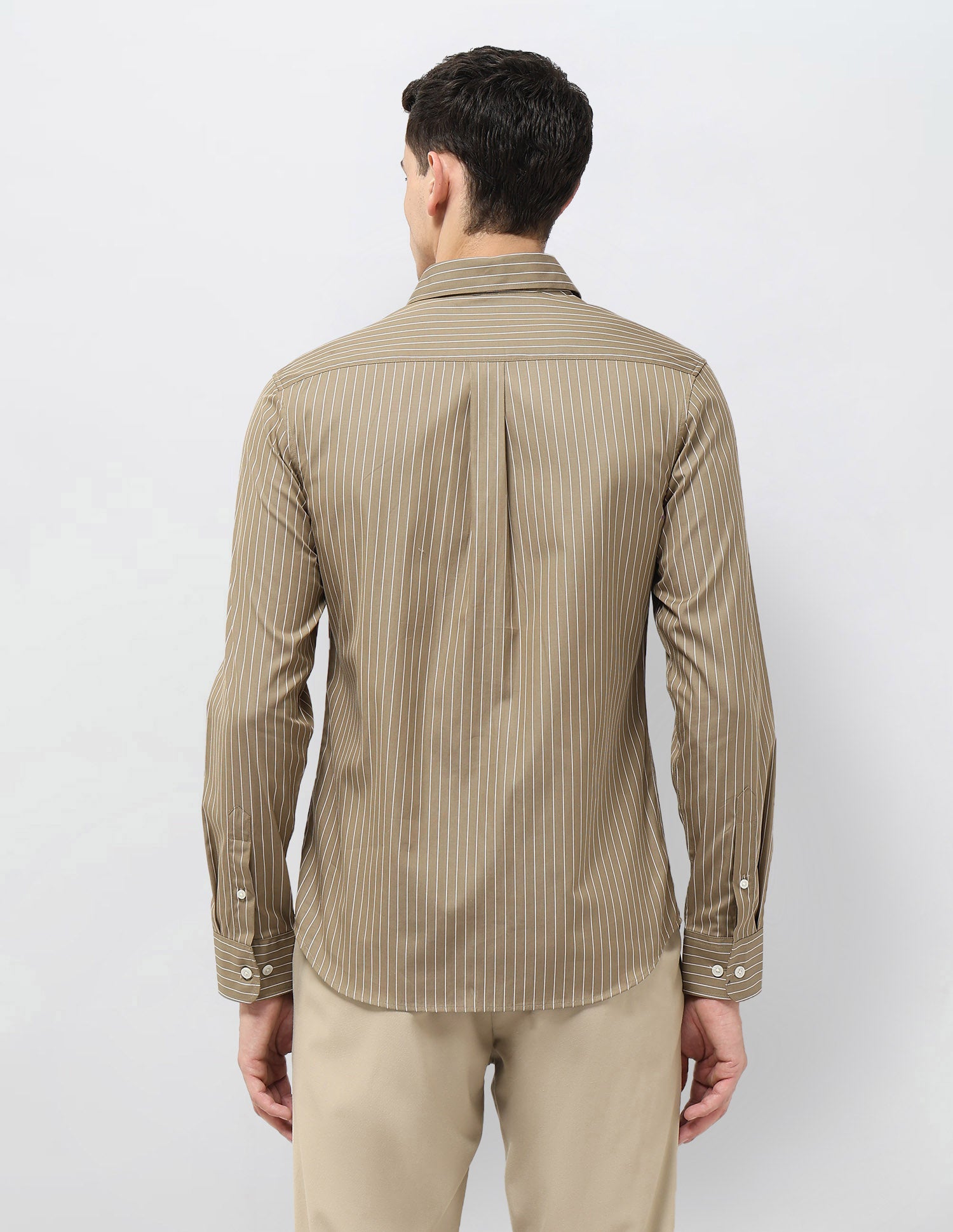 Tailored Fit Vertical Striped Shirt Khaki - U.S. Polo Assn. India | Large