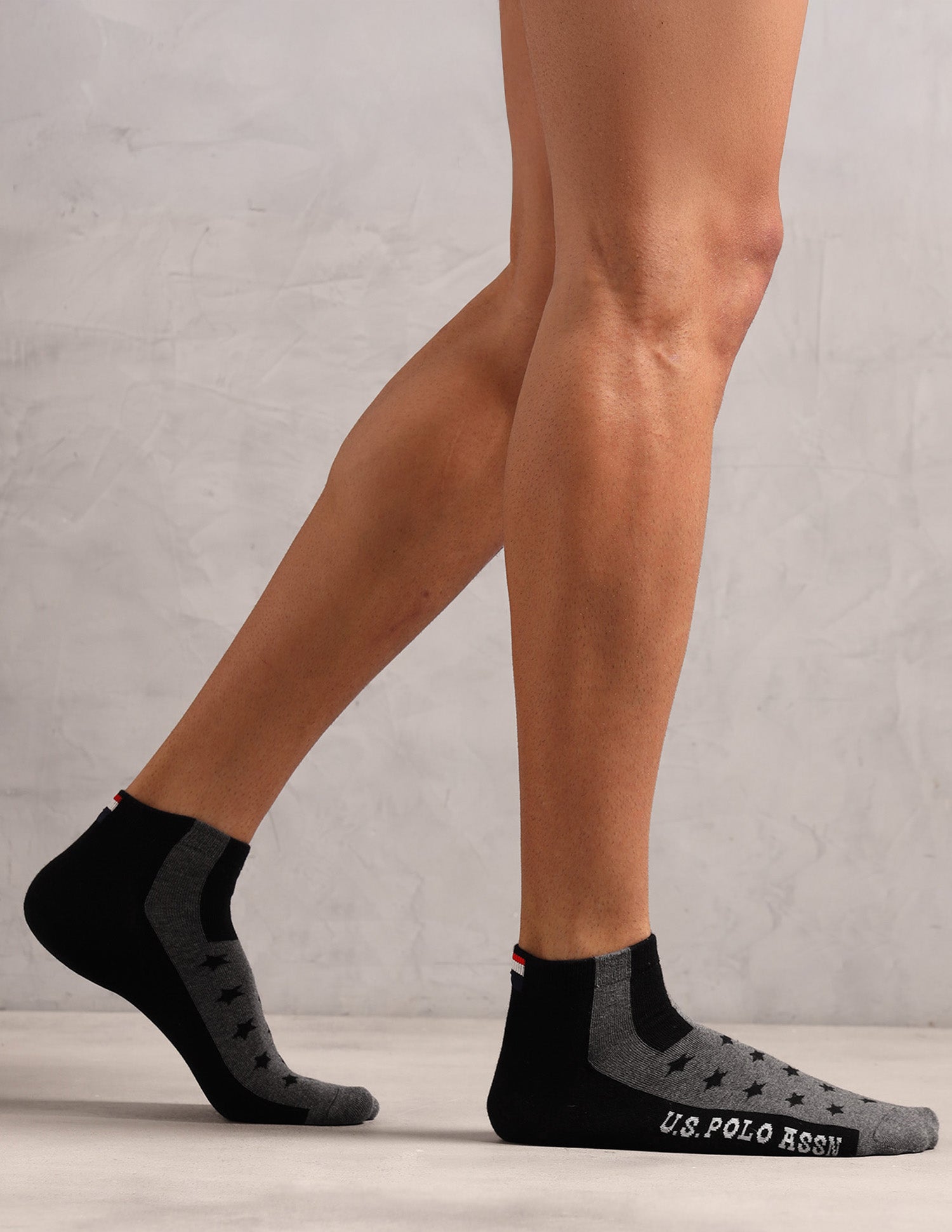 Ankle Length Stretch ES011 Socks - Pack Of 3 Anthra Mel, Black, Anthra Mel - U.S. Polo Assn. India | Large