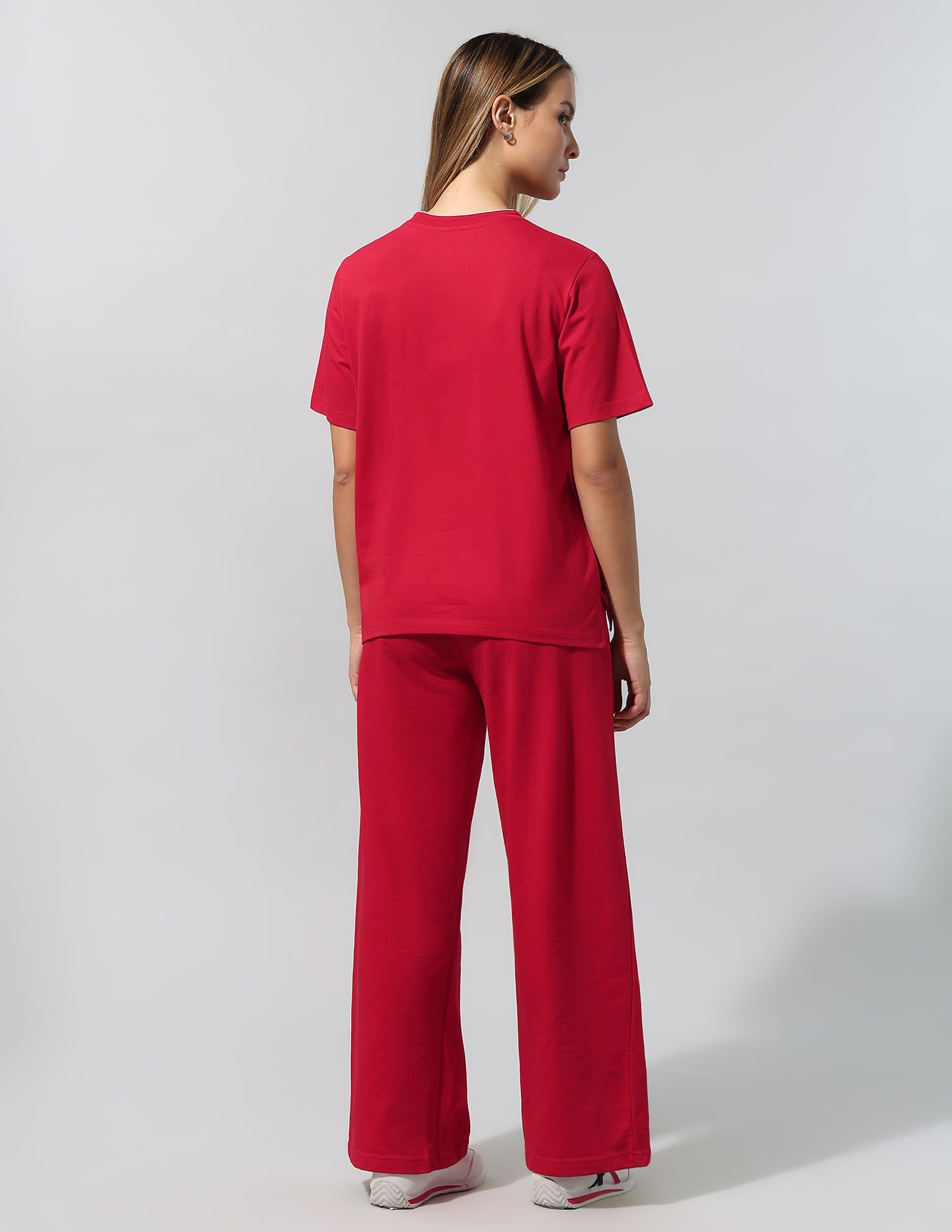 Polo Collar T-Shirt With Wide Leg Pants Red - U.S. Polo Assn. India | Large