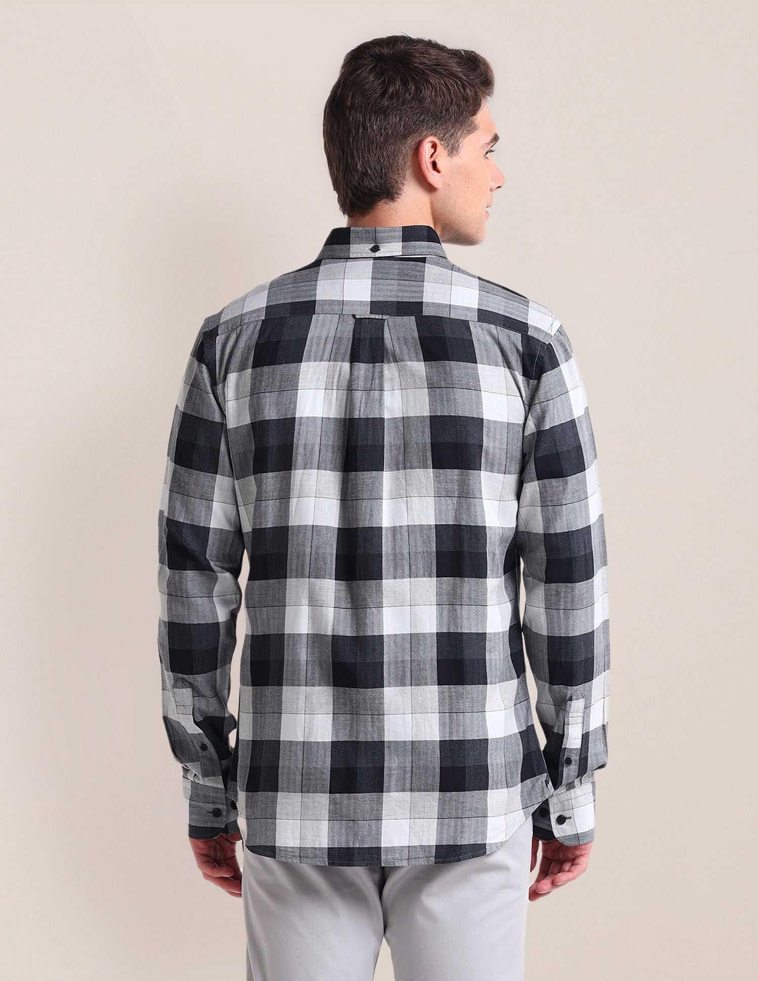 Herringbone Cotton Shirt Grey - U.S. POLO ASSN. | Large