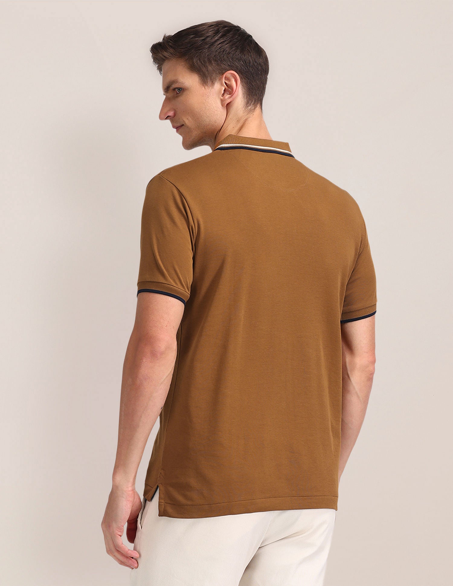 Solid Pure Cotton Slim Fit Polo Shirt Brown - U.S. POLO ASSN. | Large