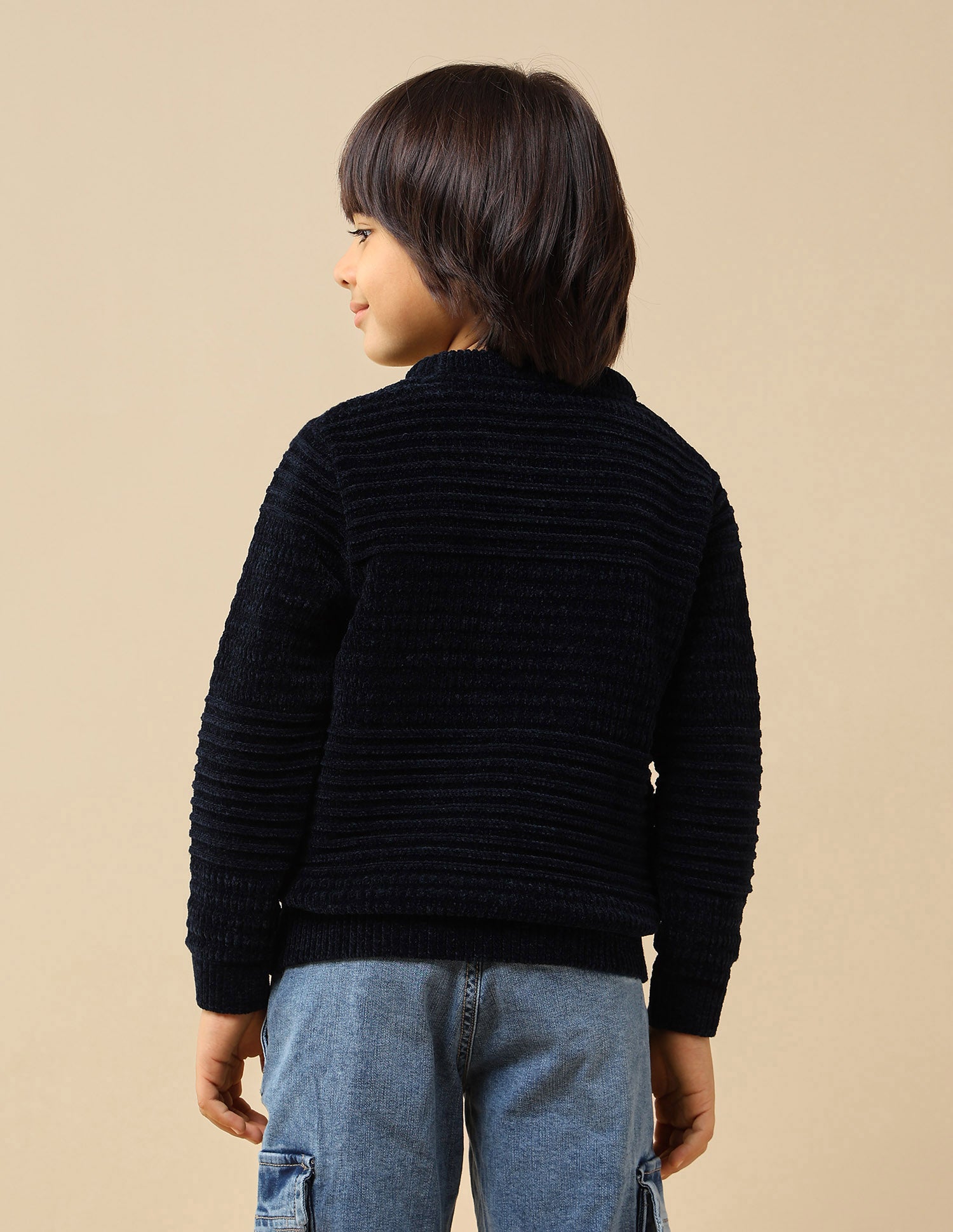 Boys Textured Mini Me Sweater Navy - U.S. POLO ASSN. | Large