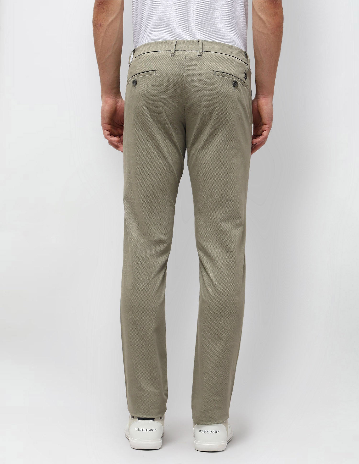 Denver Slim Fit Satin Trousers Sage - U.S. POLO ASSN. | Large