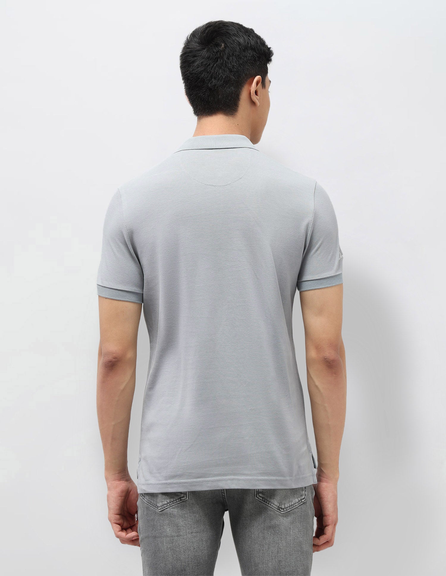 Pure Cotton Muscle Fit Polo Shirt Light Grey - U.S. Polo Assn. India | Large