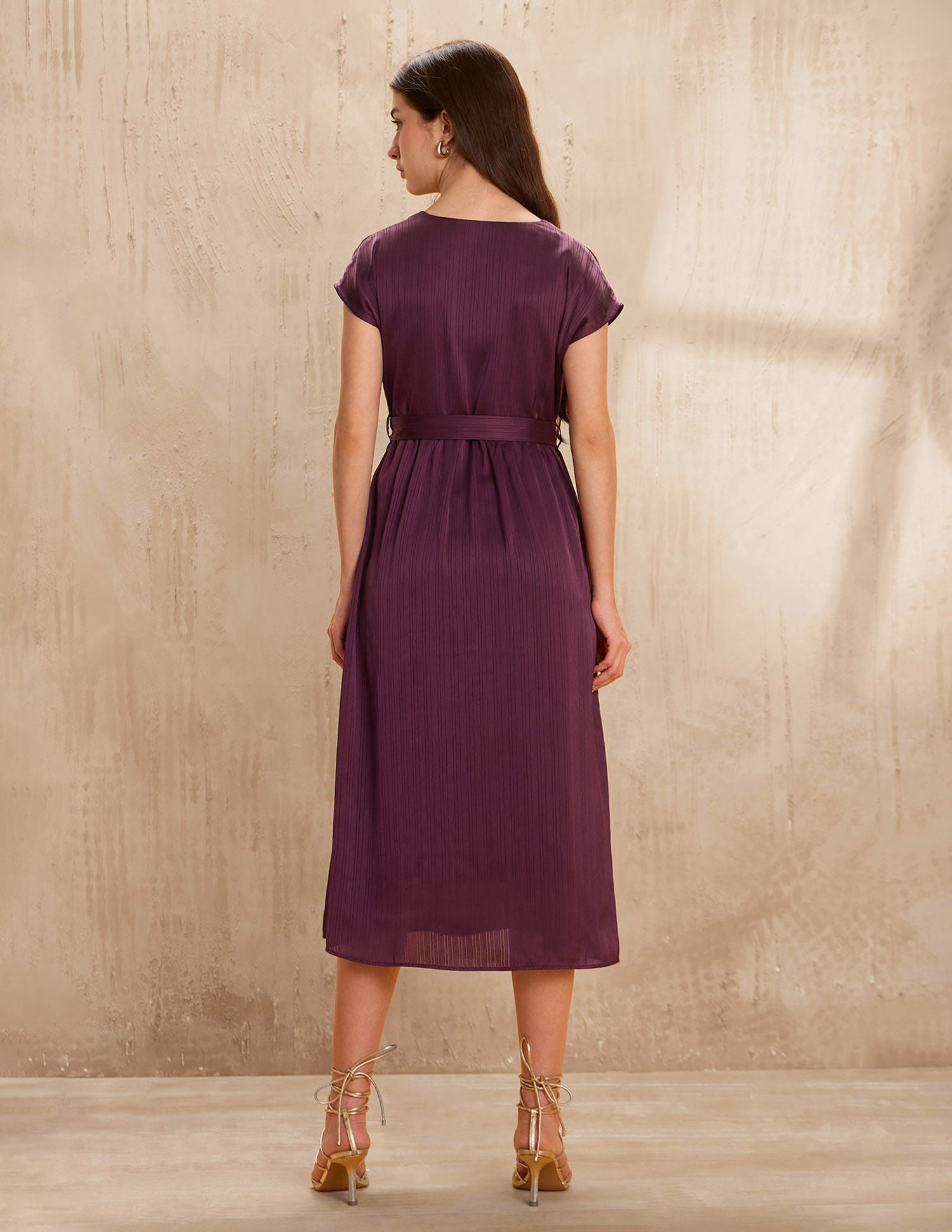 Wrap Midi Dress With Belt Purple - U.S. POLO ASSN. | Large