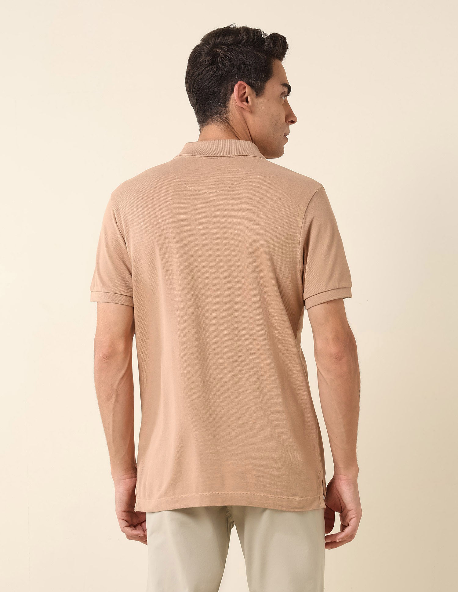 Slim Fit Pure Cotton Polo Shirt Beige - U.S. Polo Assn. India | Large