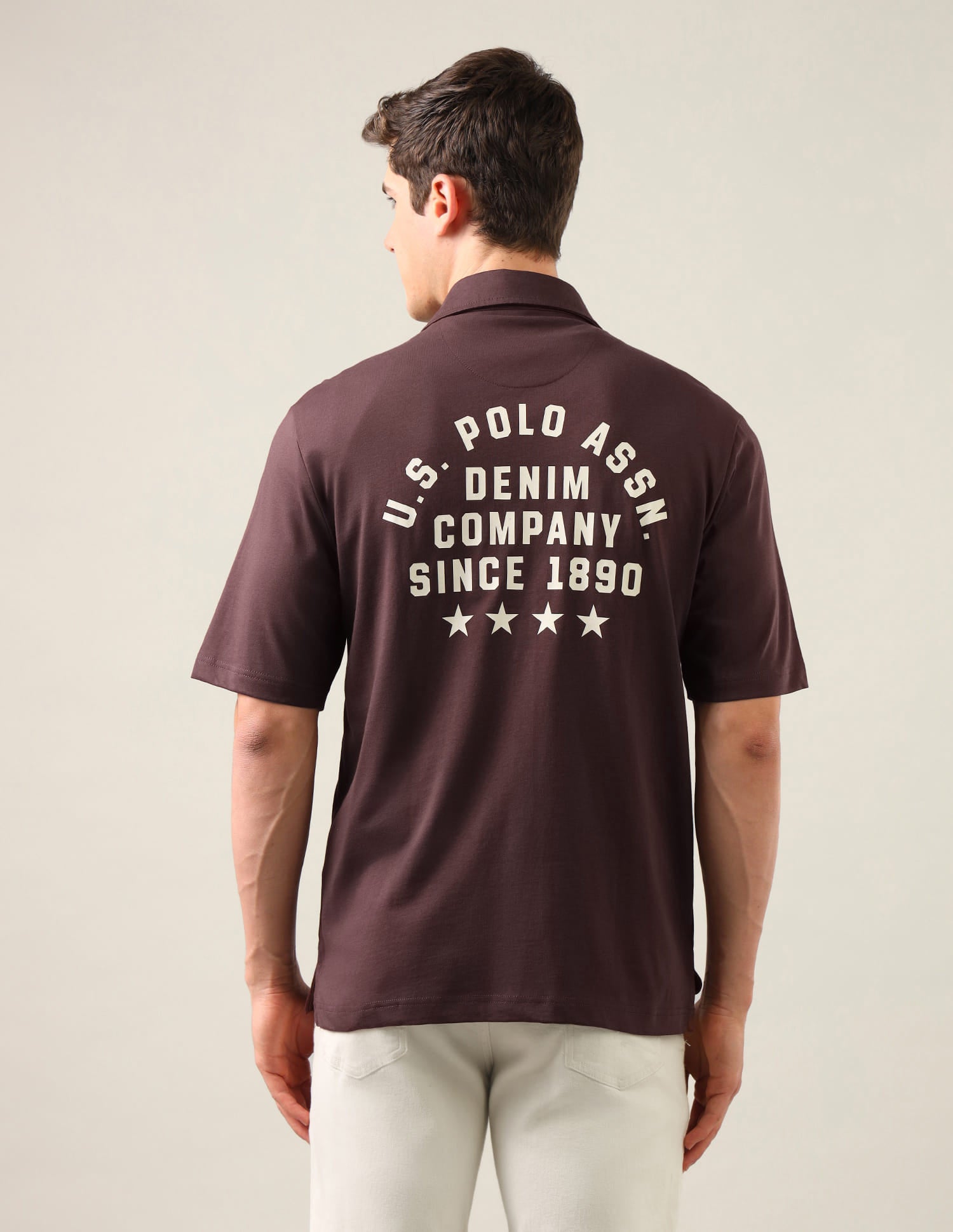 Typographic Brand Printed Knitted Shirt Red - U.S. Polo Assn. India | Large