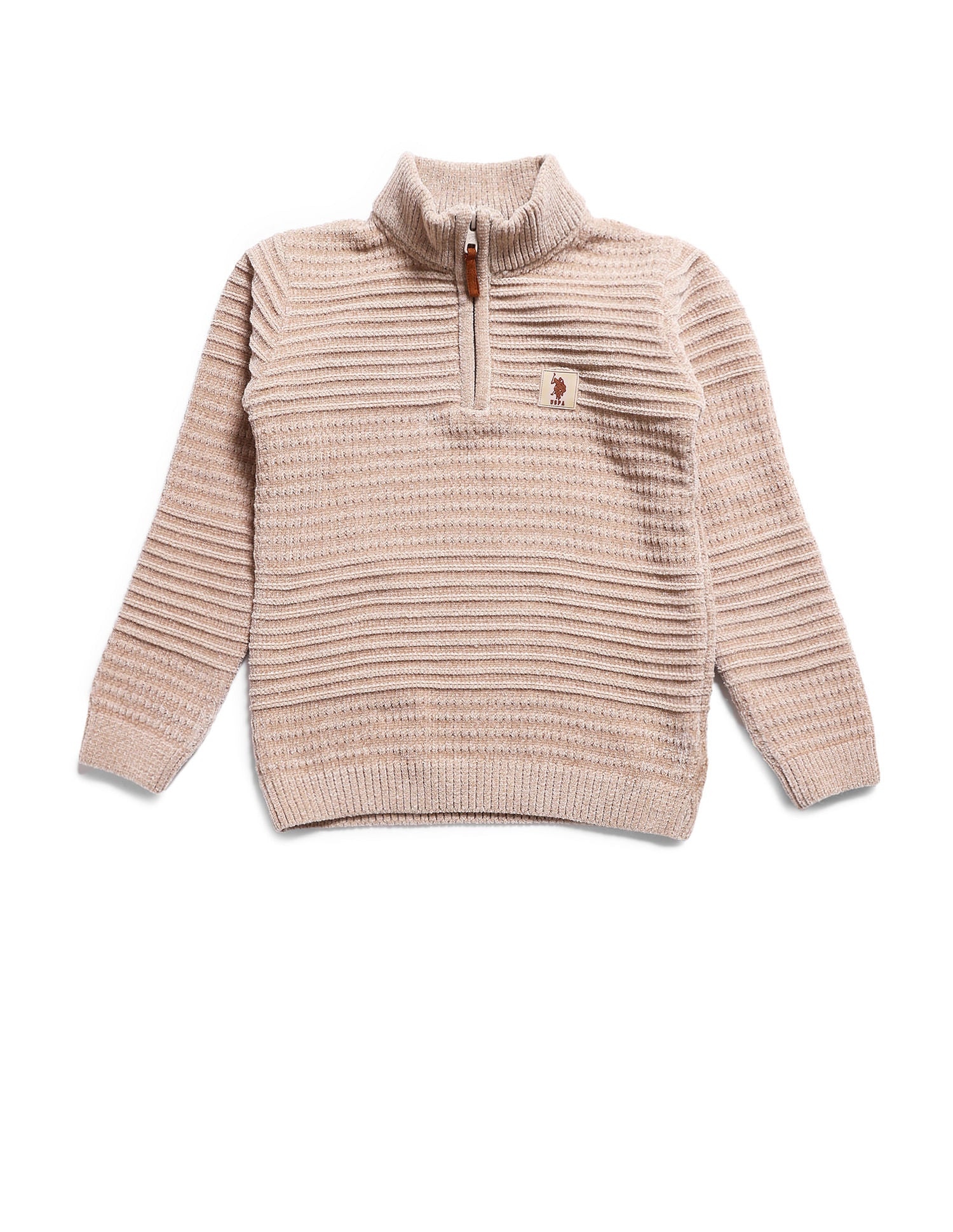 Boys Patterned Knit Sweater Beige - U.S. Polo Assn. India | Large