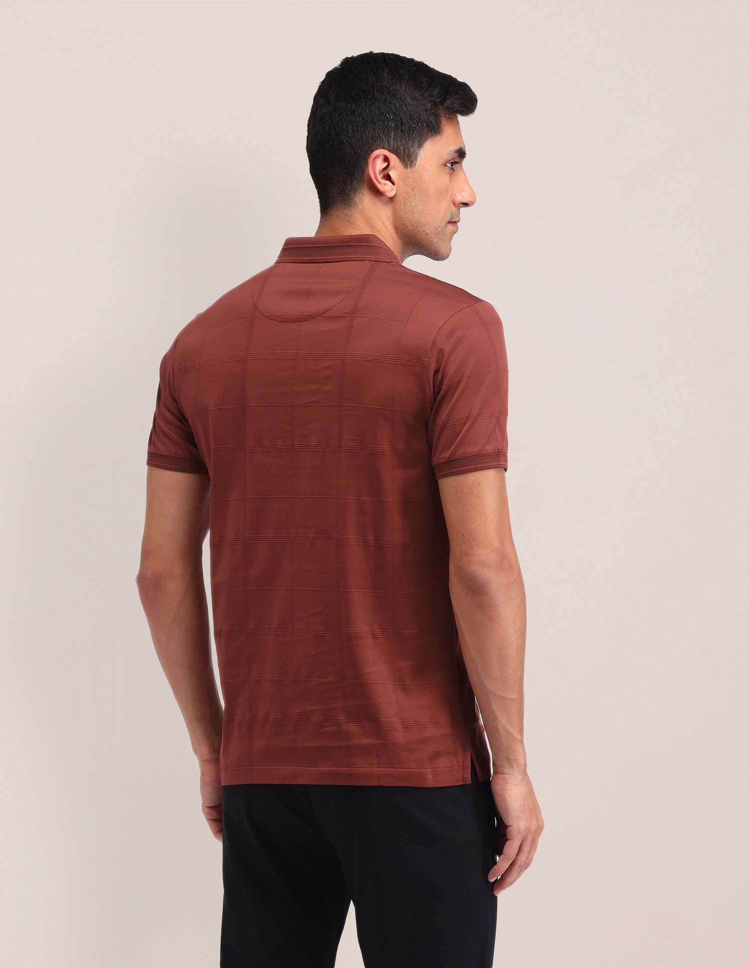 Textured Cotton Polo Shirt Rust - U.S. Polo Assn. India | Large