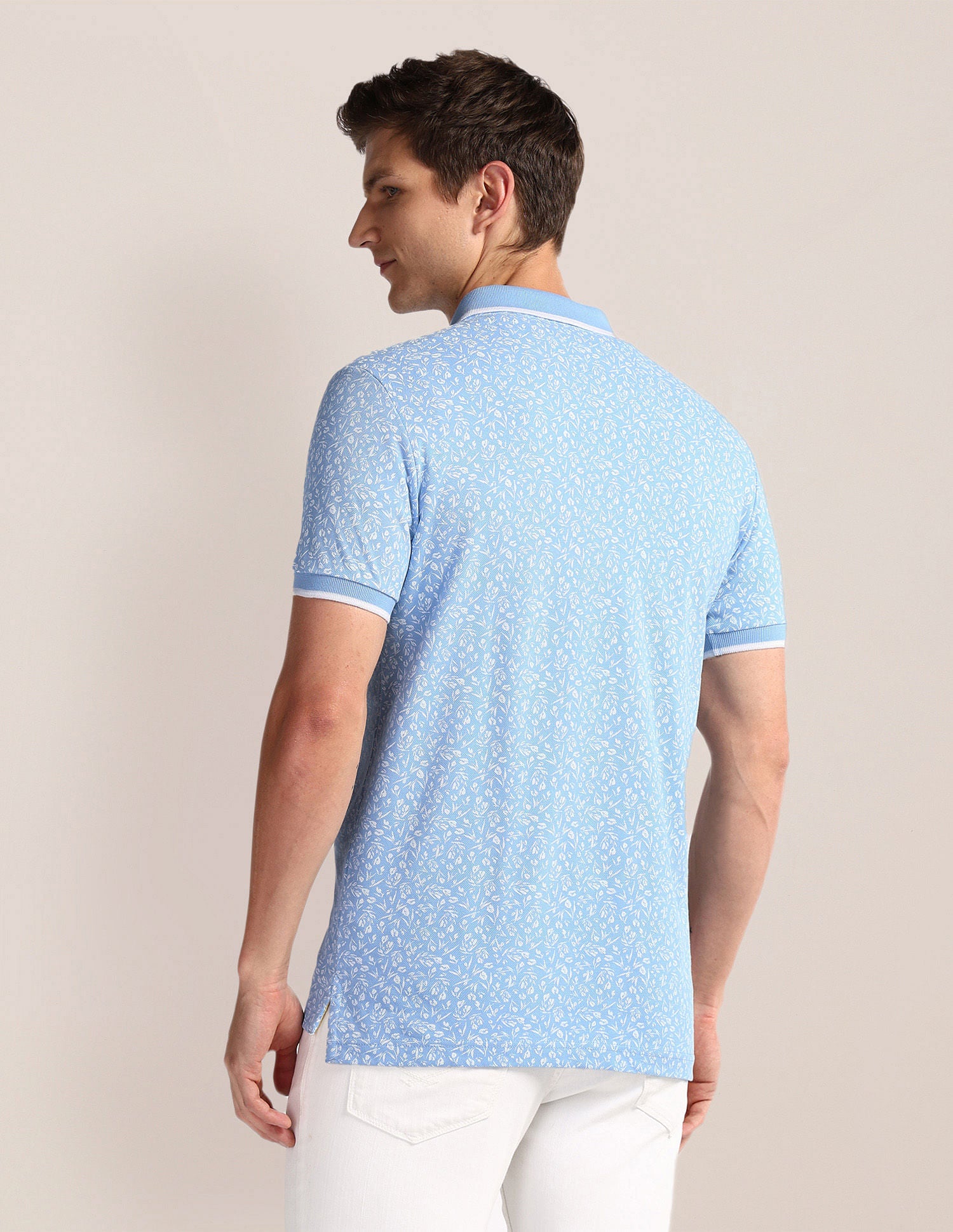 Floral Print Slim Fit Polo Shirt Blue - U.S. POLO ASSN. | Large