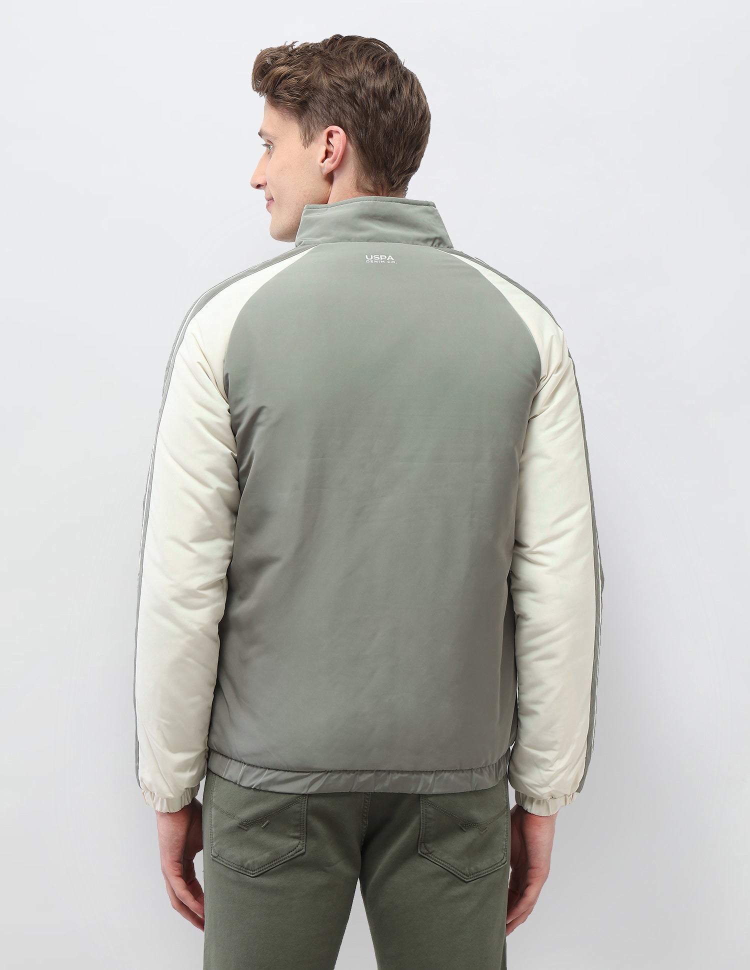 Colour Blocked Regular Fit Puffer Jacket Green - U.S. Polo Assn. India | Large