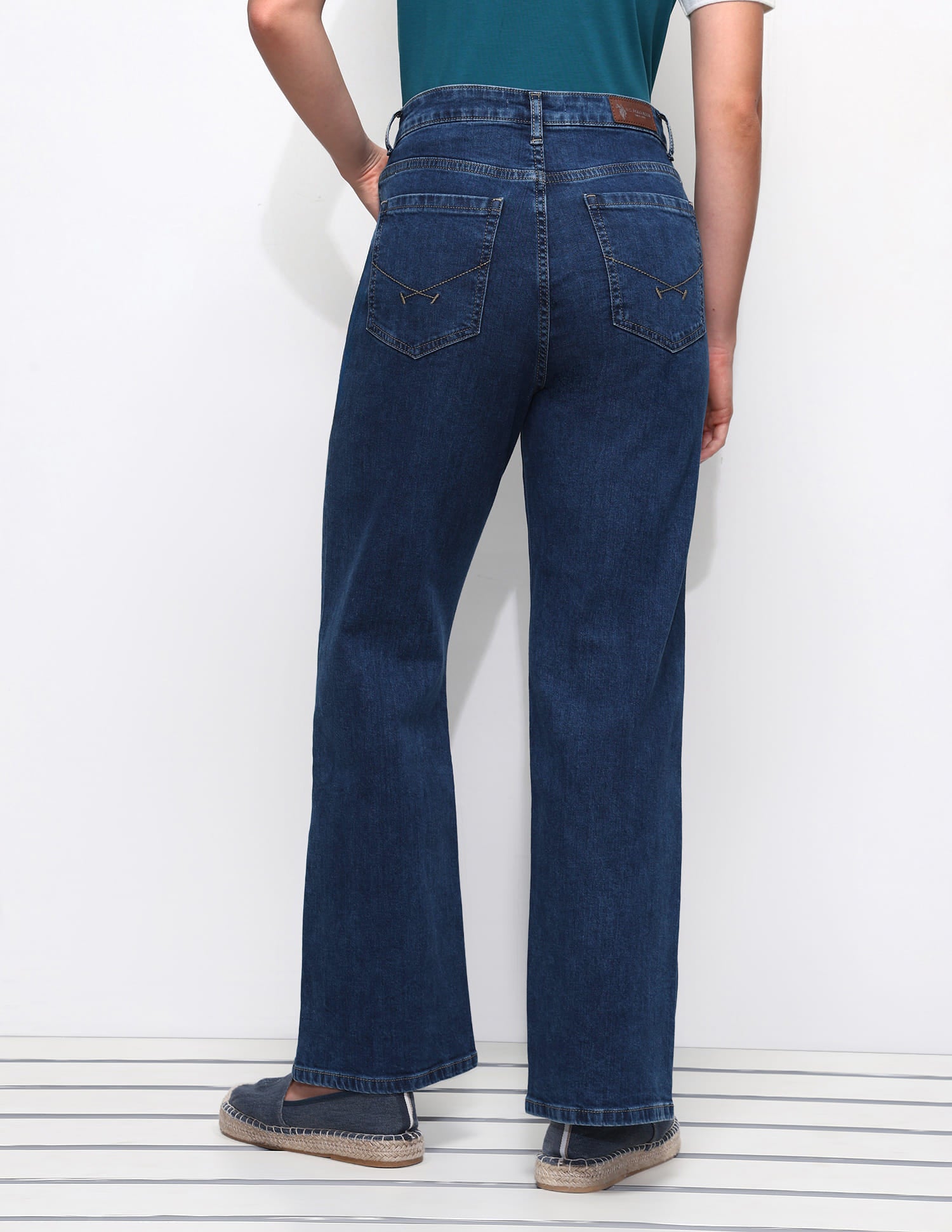 High Rise Wide Leg Jeans Blue - U.S. Polo Assn. India | Large