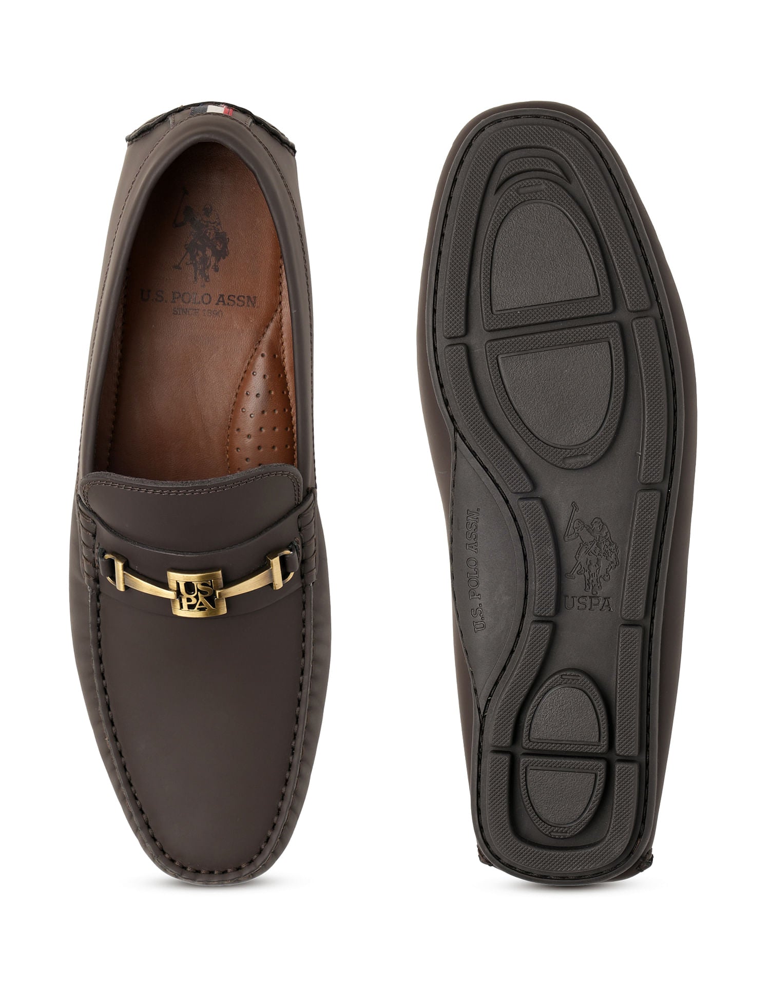 Men Solid Adrinal Loafers Brown - U.S. Polo Assn. India | Large