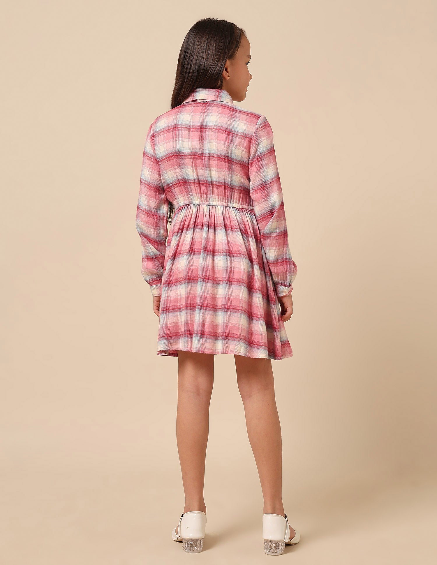 Girls Checked Shirt Dress Pink - U.S. POLO ASSN. | Large