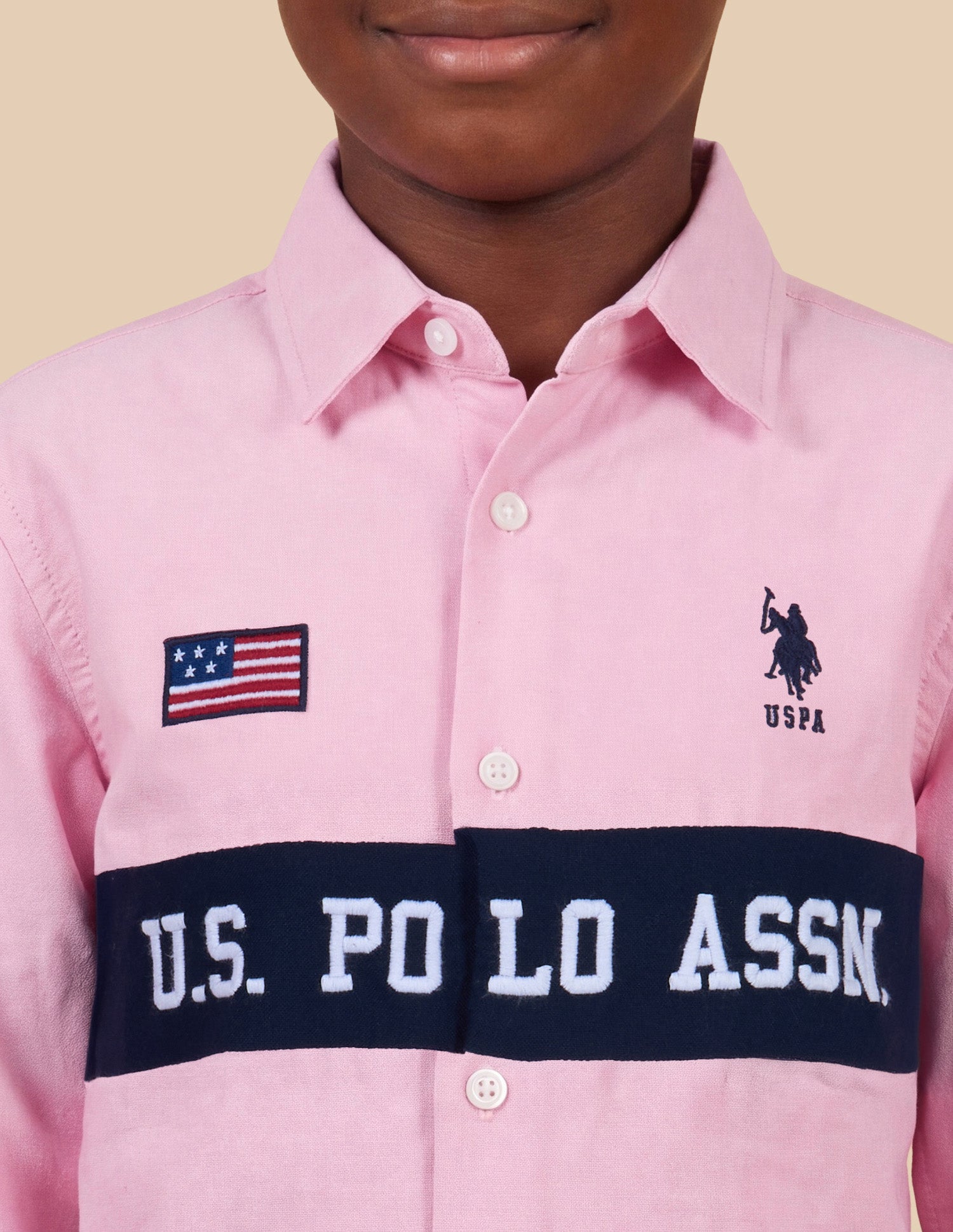 Brand Embroidered Regular Fit Shirt Pink - U.S. Polo Assn. India | Large