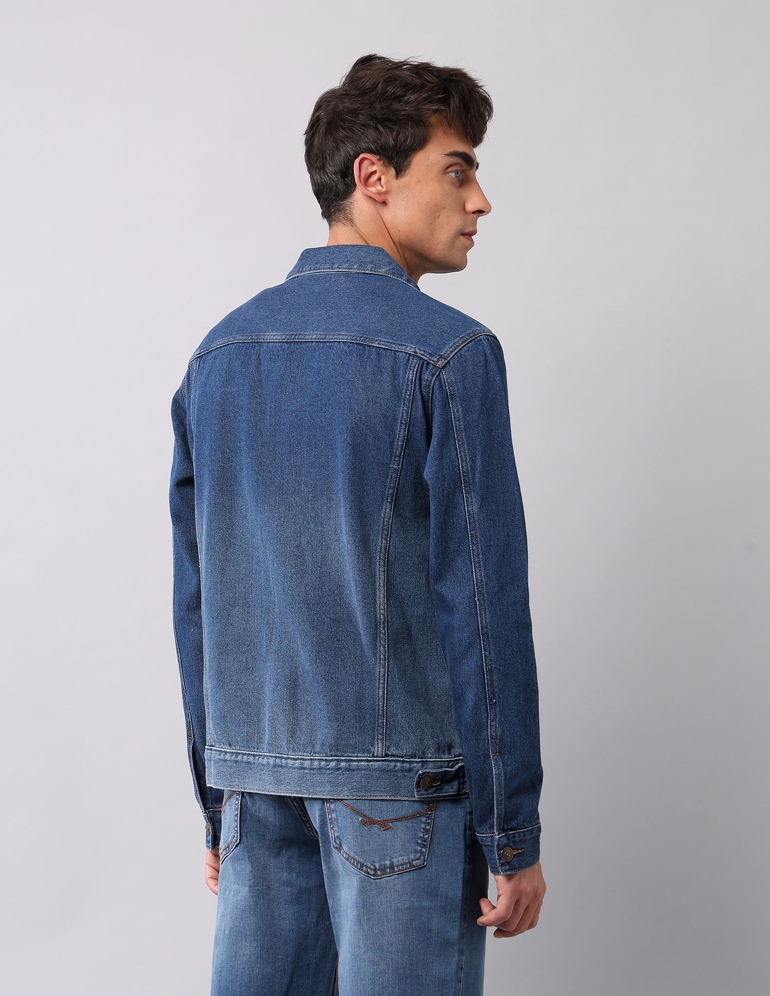 Pure Cotton Regular Fit Denim Jacket Mid Wash - U.S. Polo Assn. India | Large