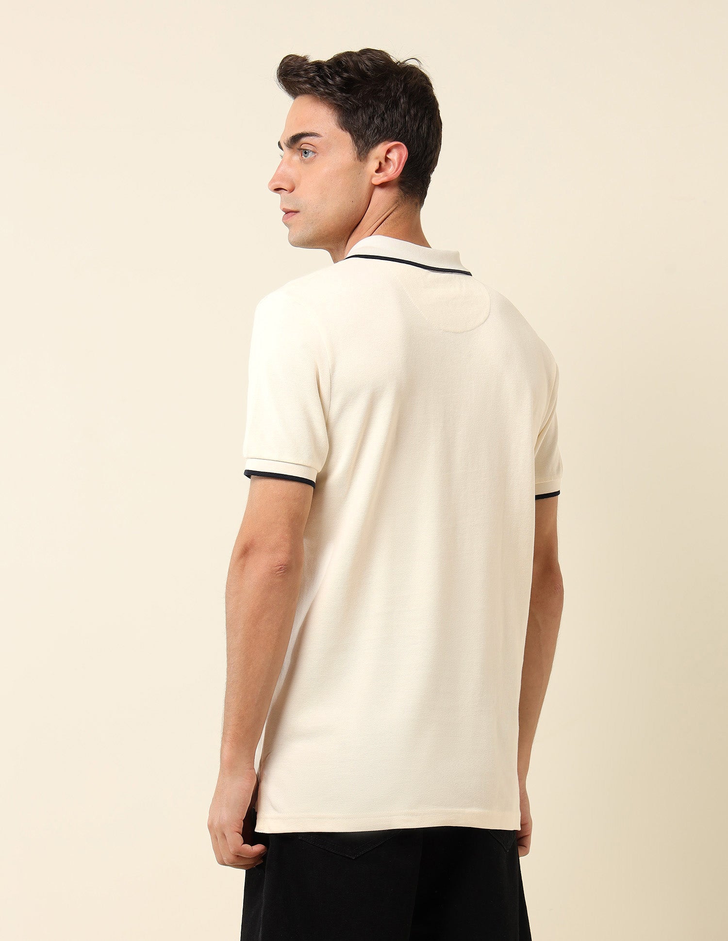 Pure Cotton Slim Fit Polo Shirt Off White - U.S. Polo Assn. India | Large