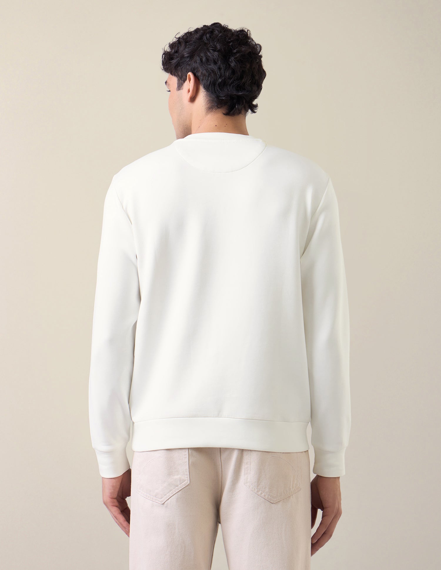 Brand Applique Slim Fit Sweatshirt Off White - U.S. Polo Assn. India | Large