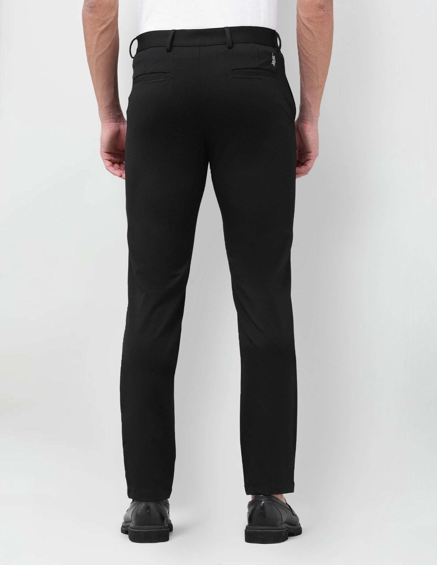 Denver Slim Fit Mid Rise Trousers Black - U.S. Polo Assn. India | Large
