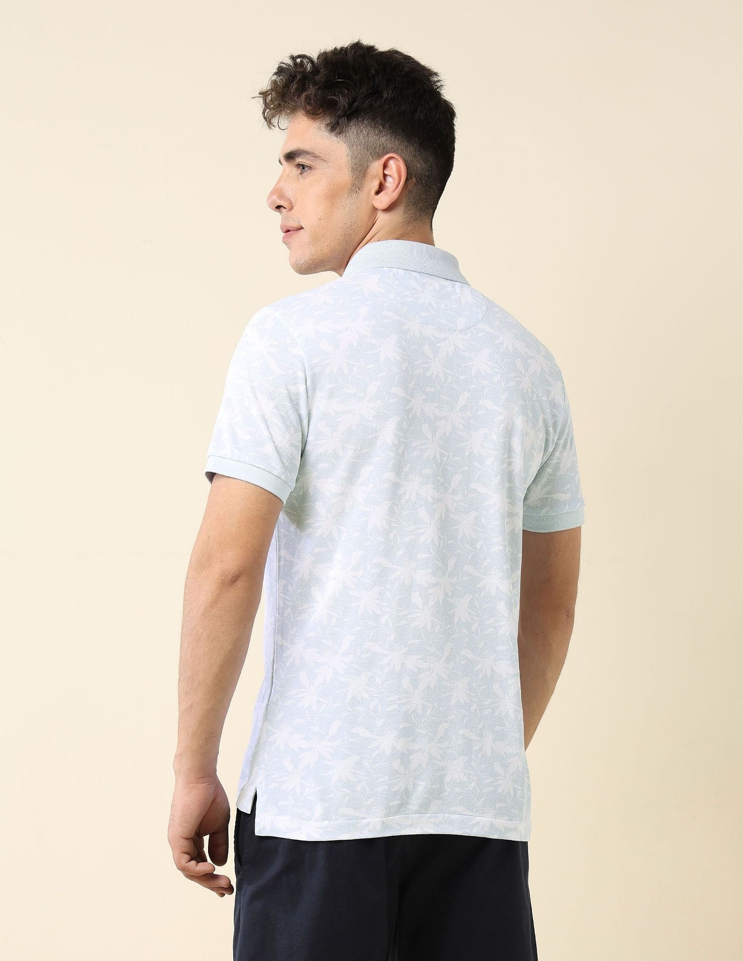 All-Over Printed Slim Fit Polo Shirt Light Blue - U.S. Polo Assn. India | Large