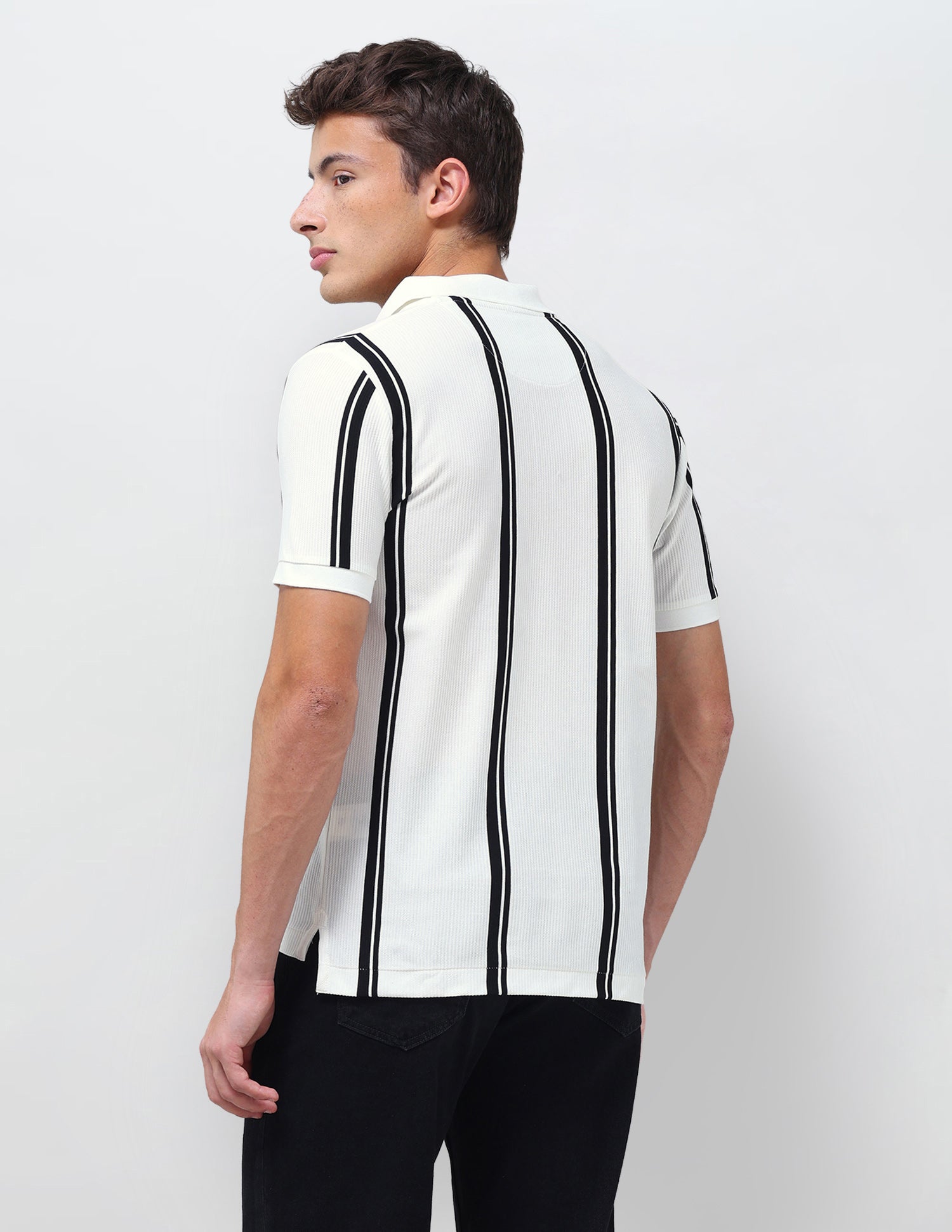 Vertical Striped Slim Fit Polo Shirt Ivory - U.S. Polo Assn. India | Large