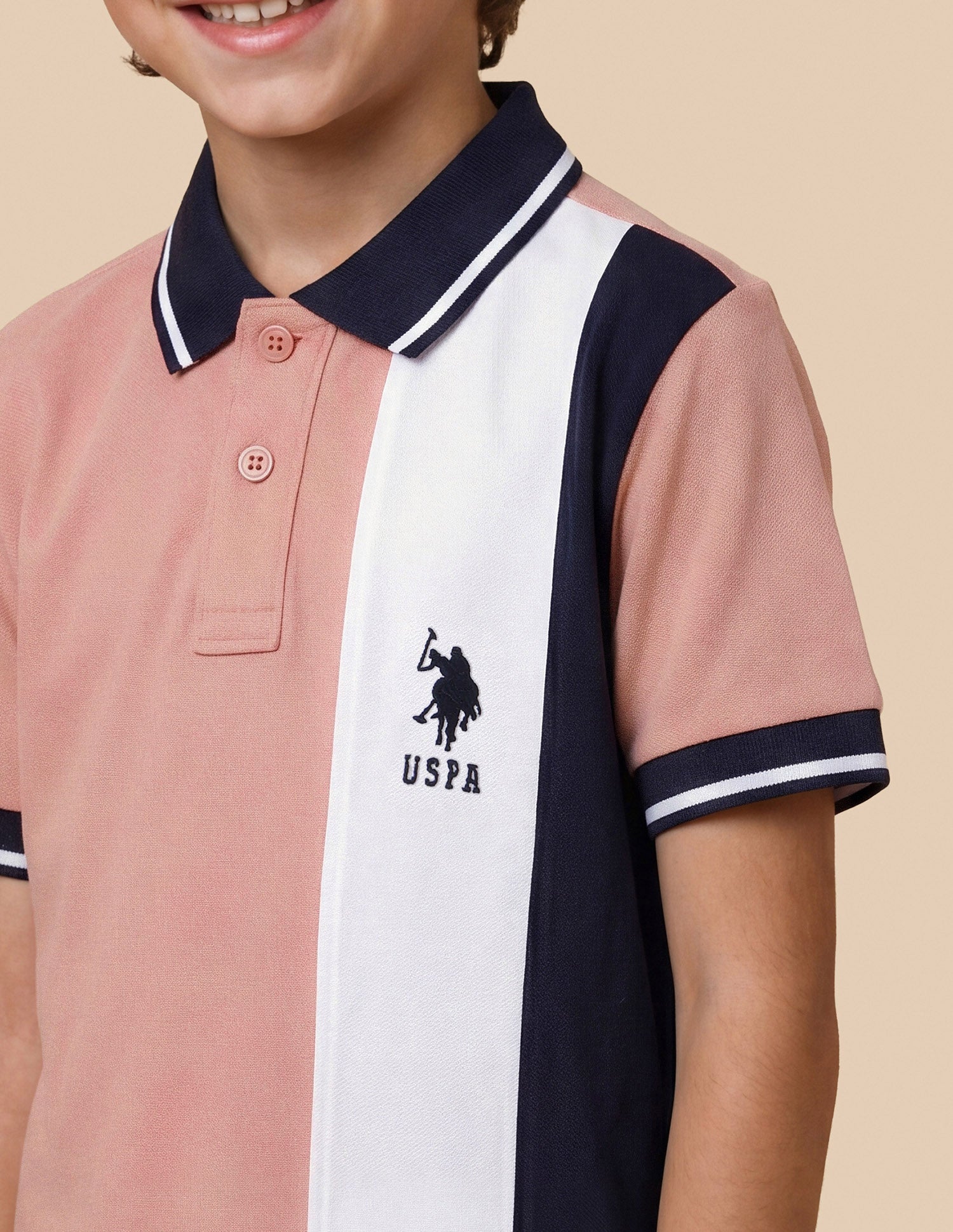 Colour Blocked Regular Fit Polo Shirt Dark Pink - U.S. Polo Assn. India | Large