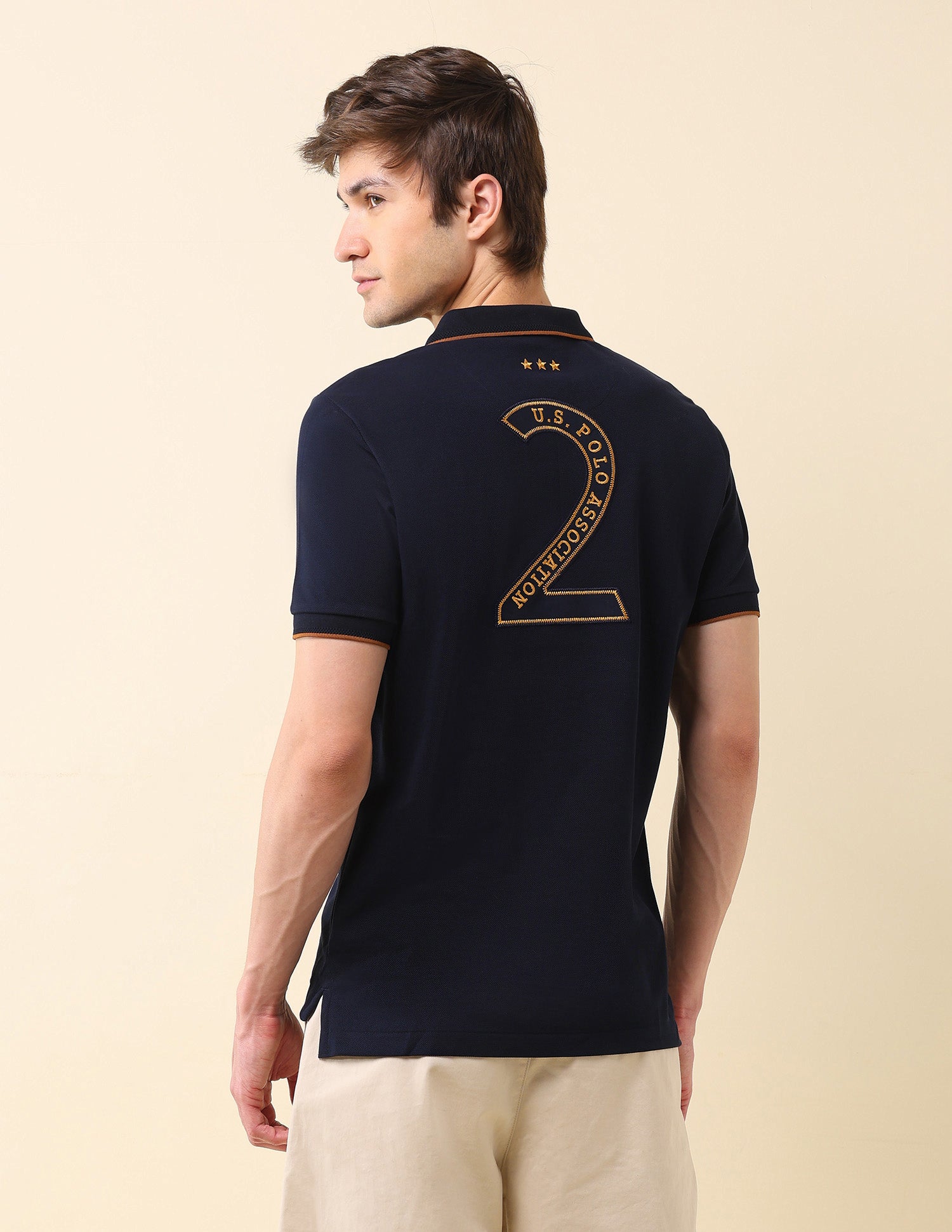 Brand Appliqued Gold Cup Polo Shirt Navy - U.S. Polo Assn. India | Large