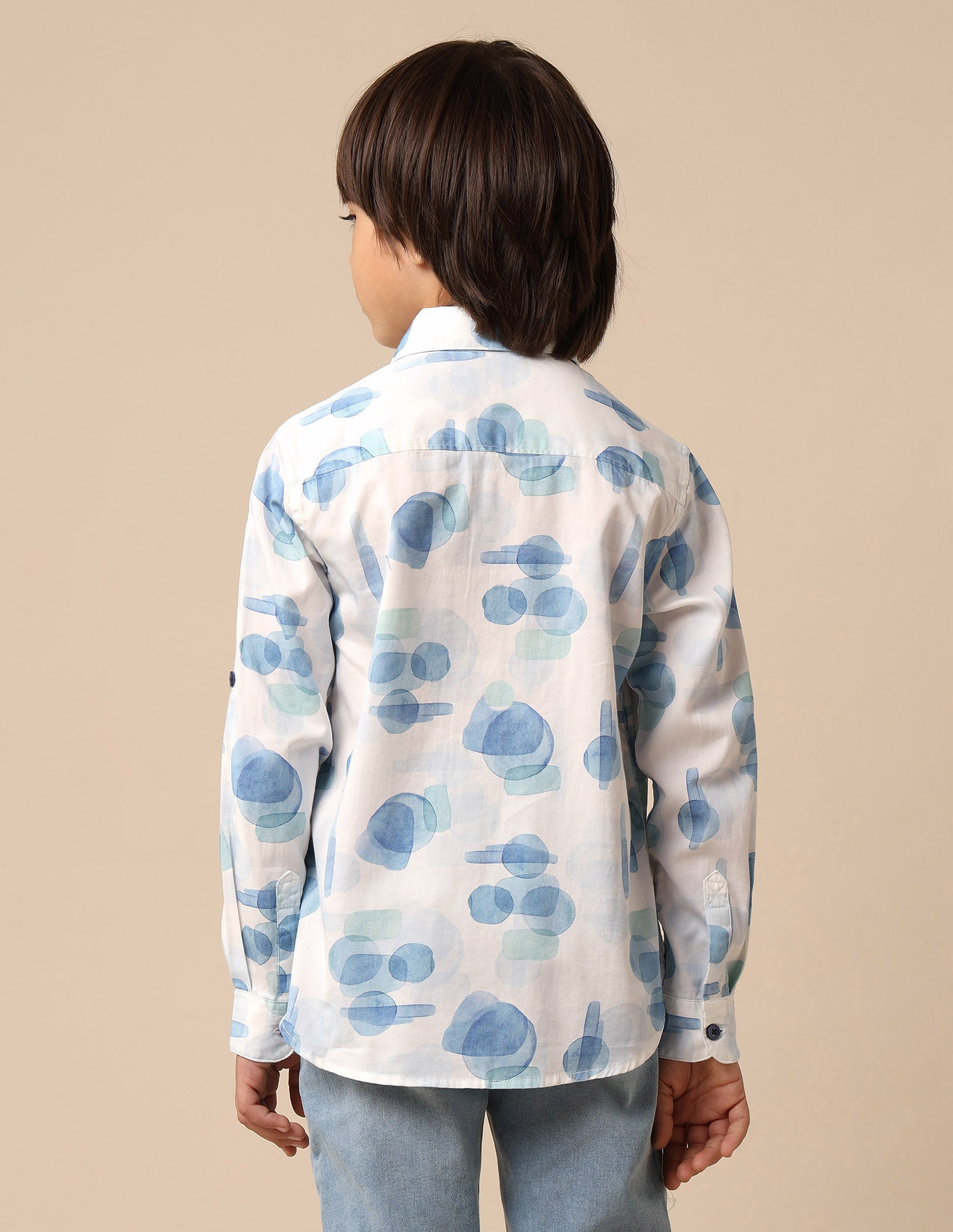 Boys Abstract Printed Satin Shirt Blue - U.S. POLO ASSN. | Large