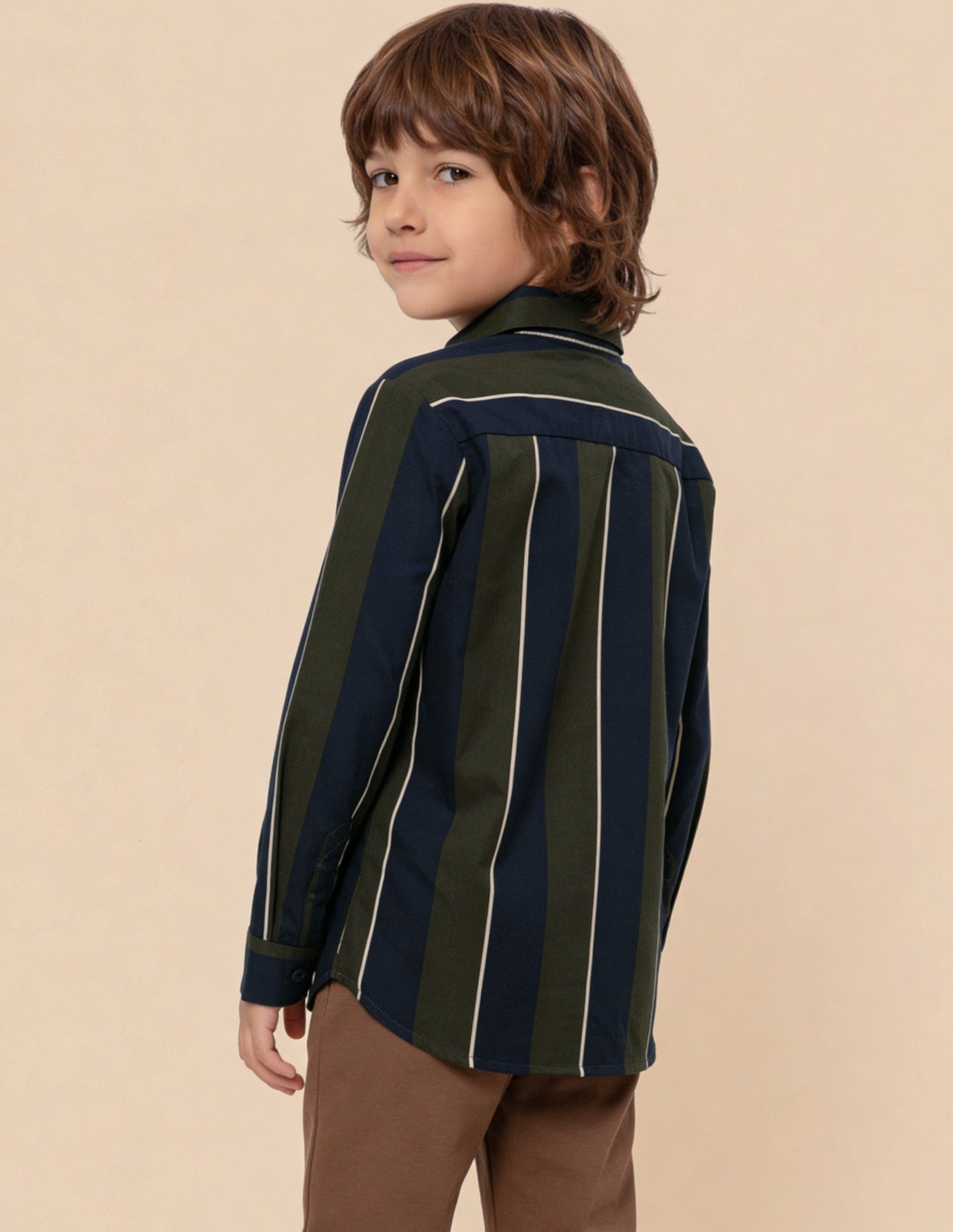 Vertical Striped Regular Fit Shirt Olive - U.S. Polo Assn. India | Large