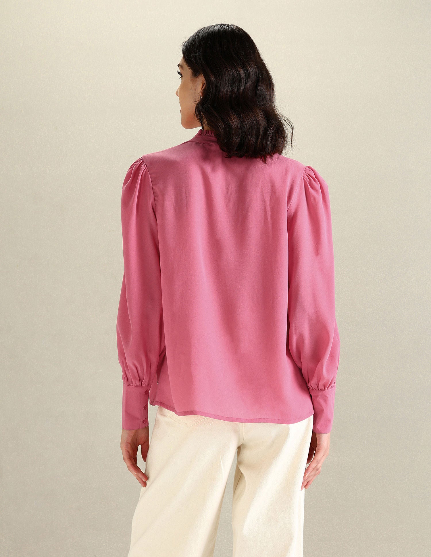 Front Pleat Mandarin Collar Top Pink - U.S. POLO ASSN. | Large