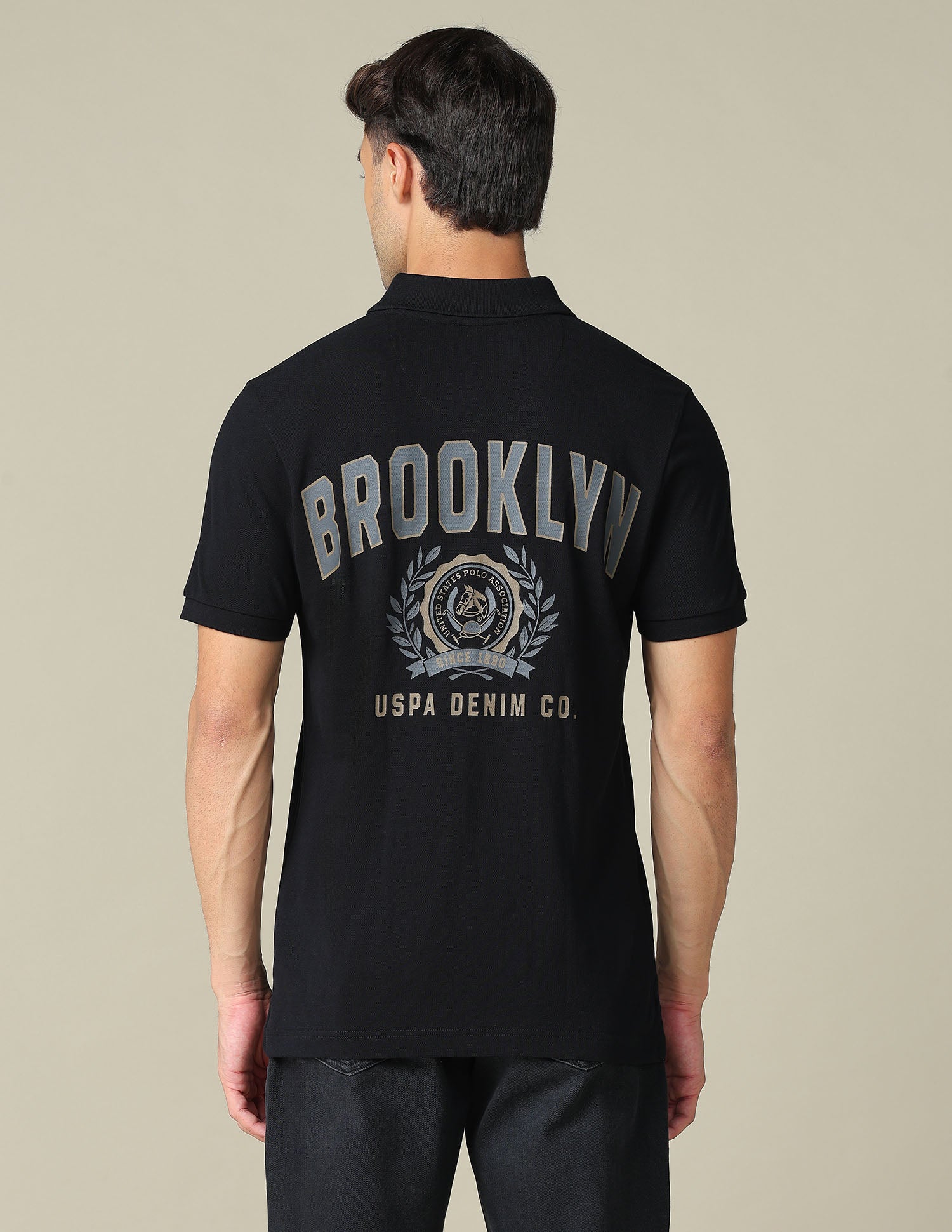 Muscle Fit Typographic Printed Polo Shirt Black - U.S. POLO ASSN. | Large