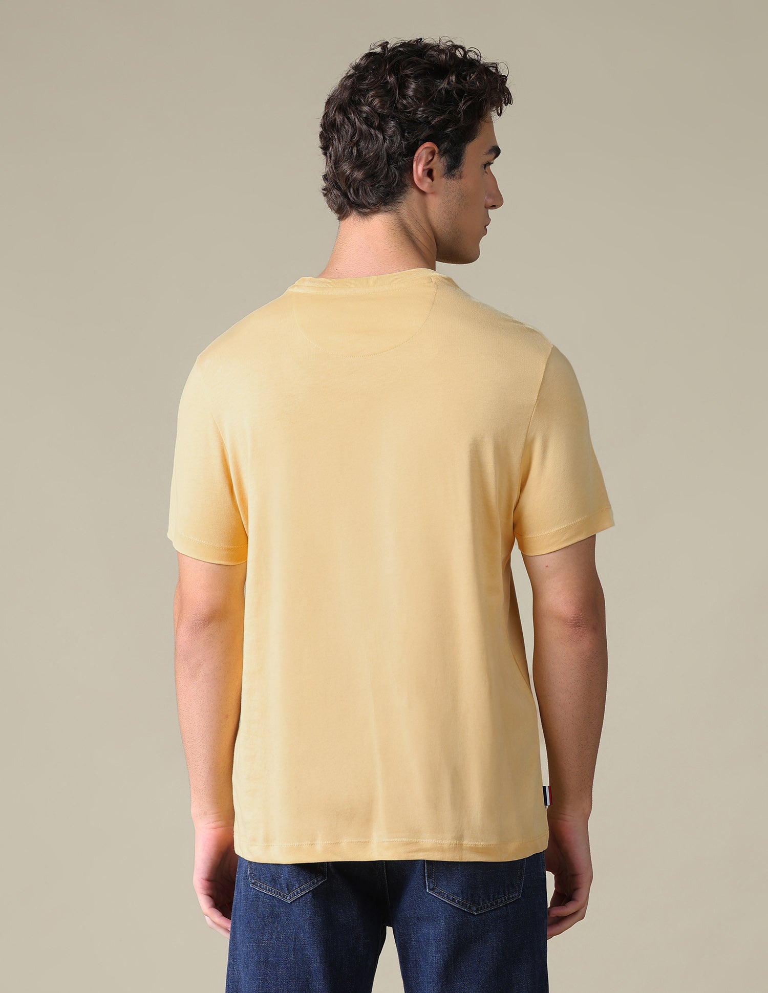 Graphic Brand Printed Slim Fit T-Shirt Light Yellow - U.S. Polo Assn. India | Large