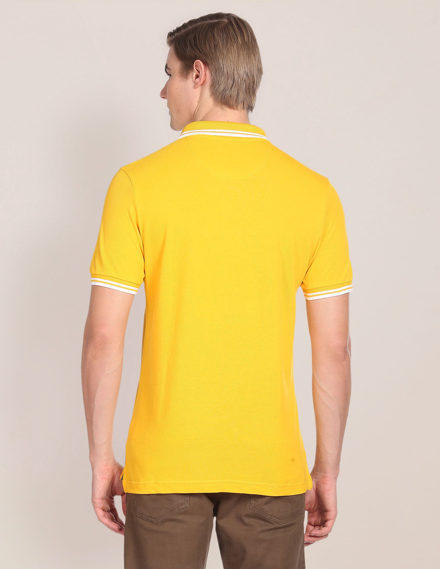 Tipped Collar Cotton Polo Shirt Mustard - U.S. Polo Assn. India | Large