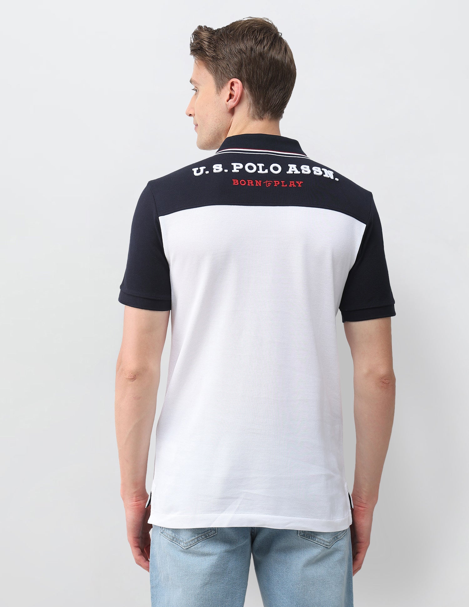 Colourblocked Slim Fit Polo Shirt White - U.S. Polo Assn. India | Large