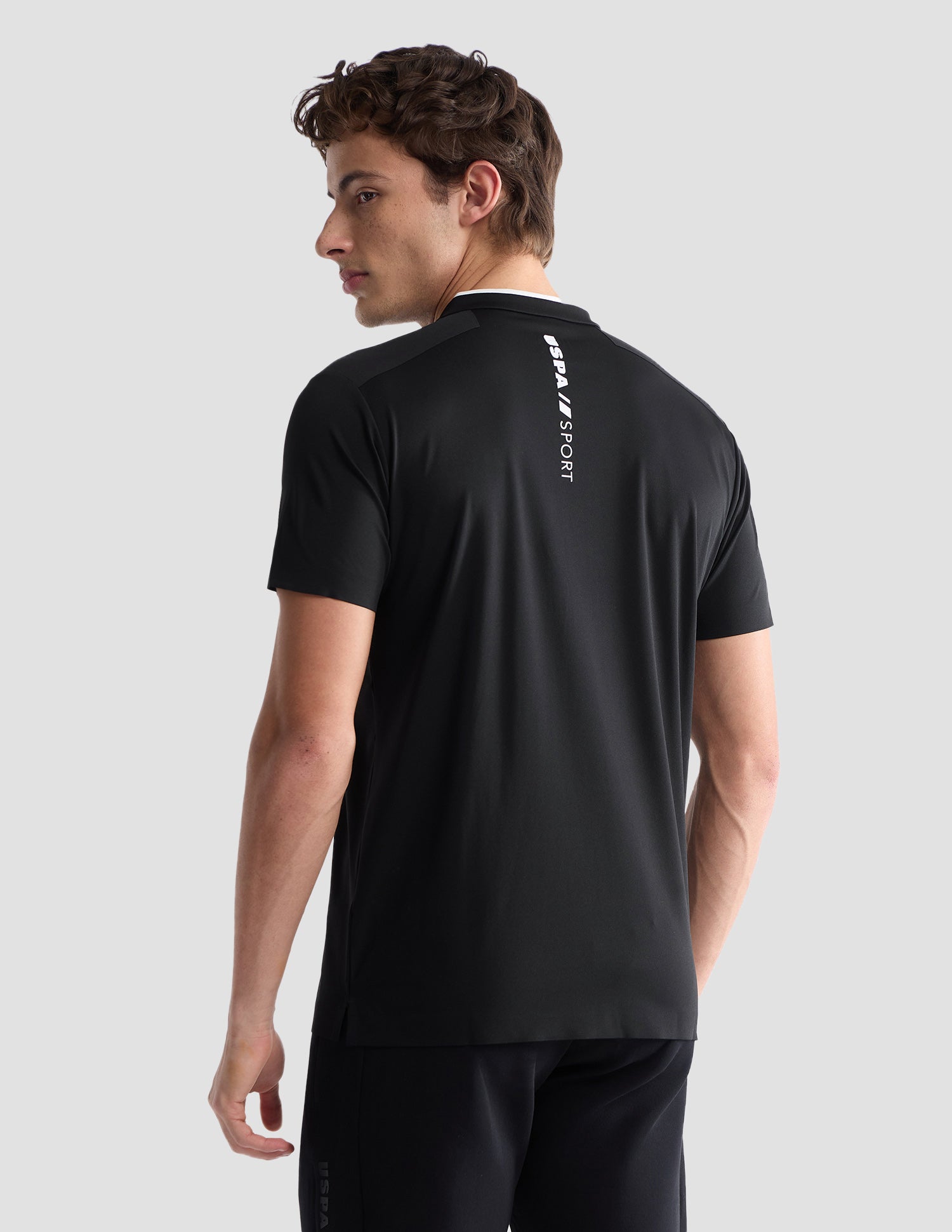 Solid Slim Fit Active Polo Shirt Black - U.S. Polo Assn. India | Large