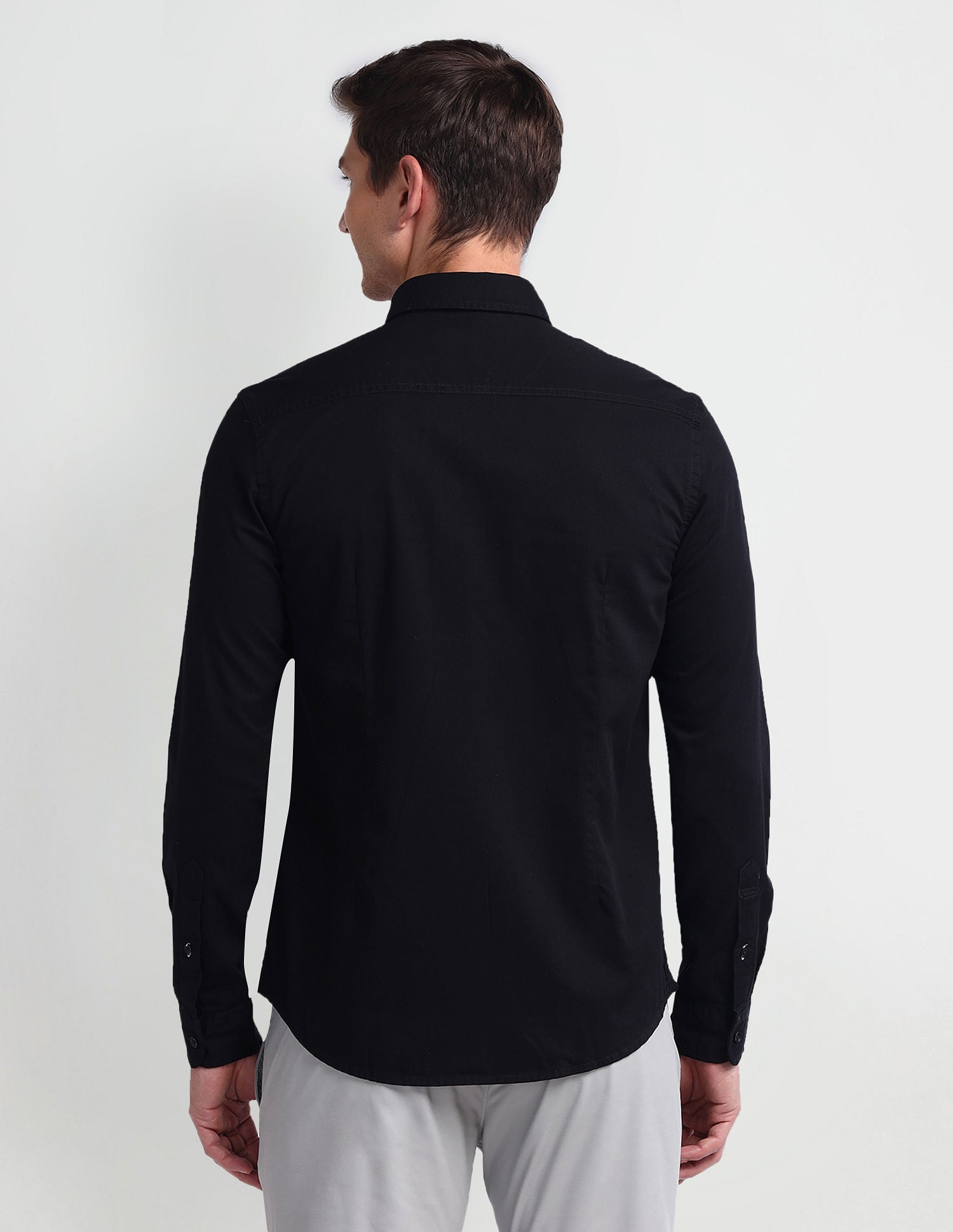 Semi Cutaway Collar Slim Fit Shirt Black - U.S. Polo Assn. India | Large