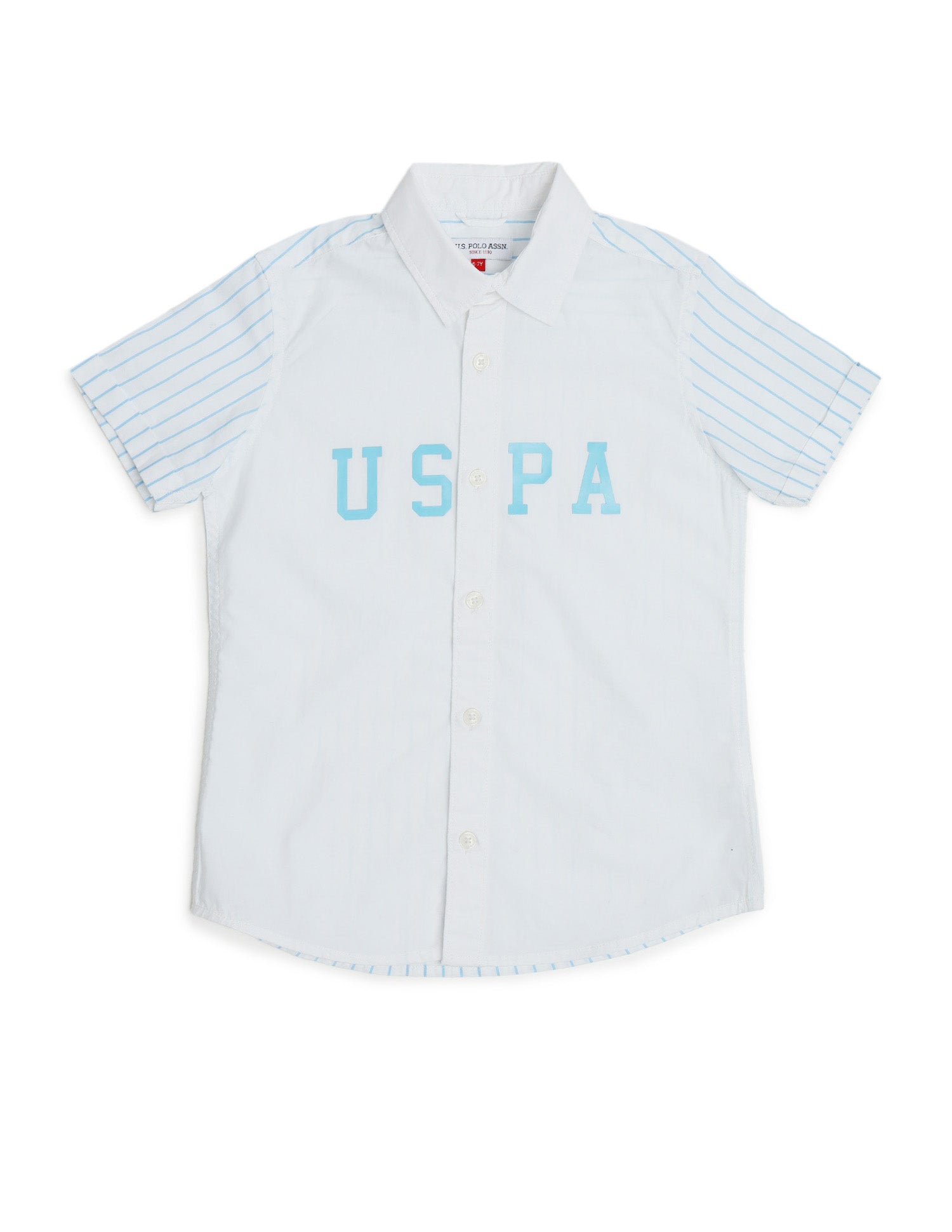Boys Vertical Striped Pure Cotton Shirt Blue - U.S. POLO ASSN. | Large