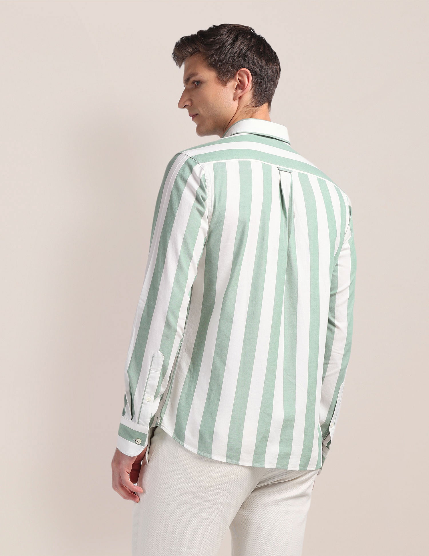 Pure Cotton Stripes Shirt Green - U.S. POLO ASSN. | Large