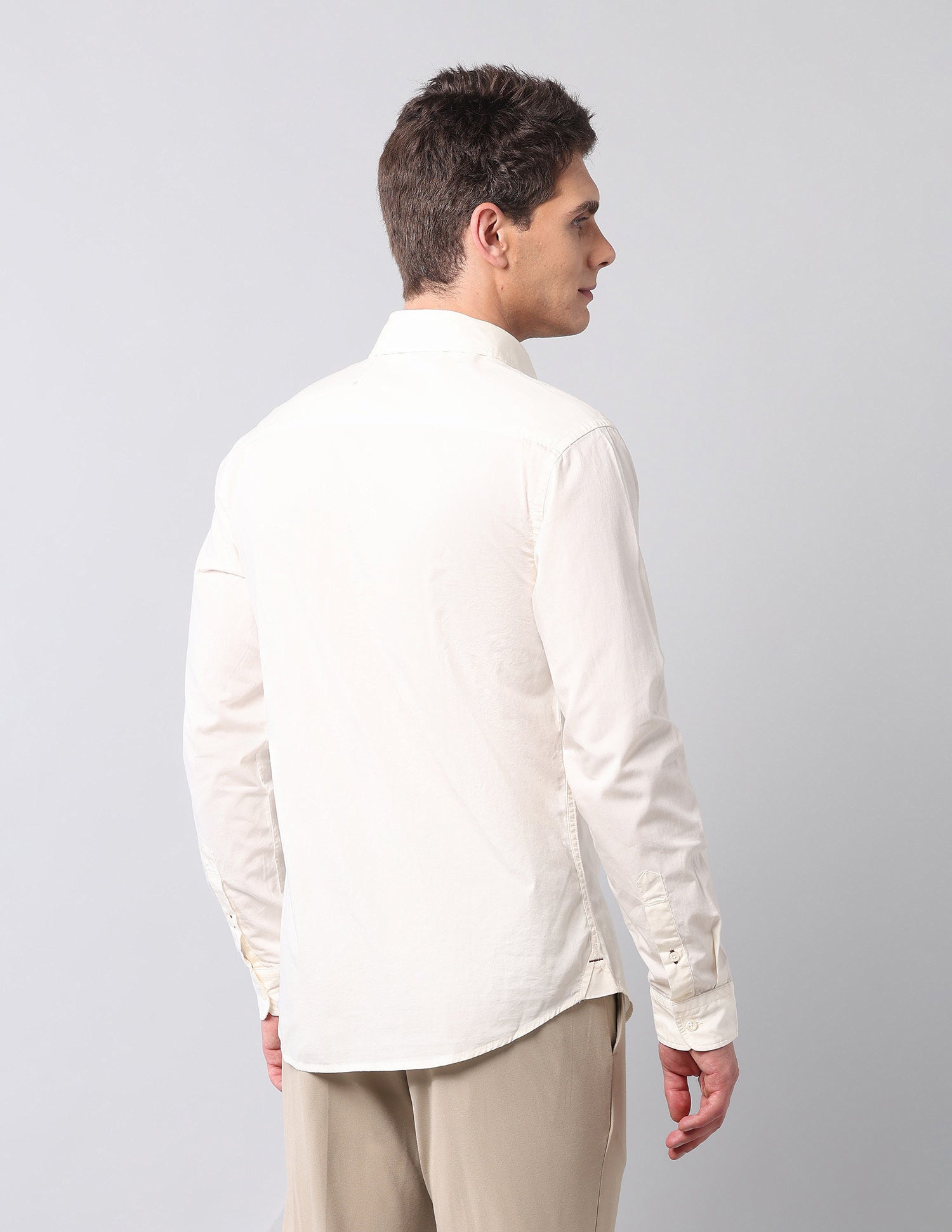Pure Cotton Regular Fit Shirt Cream - U.S. Polo Assn. India | Large