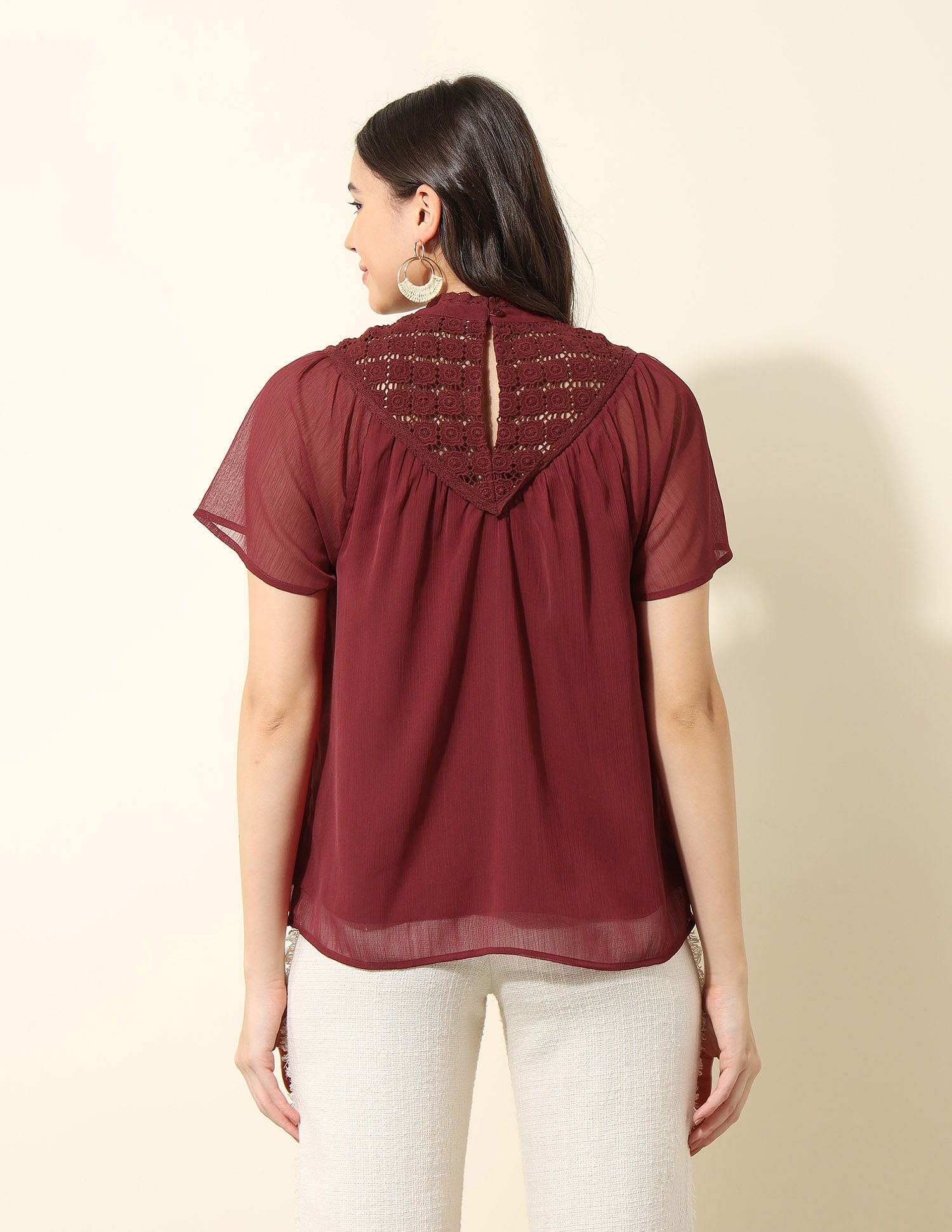 Lace Detailed Top Red - U.S. POLO ASSN. | Large