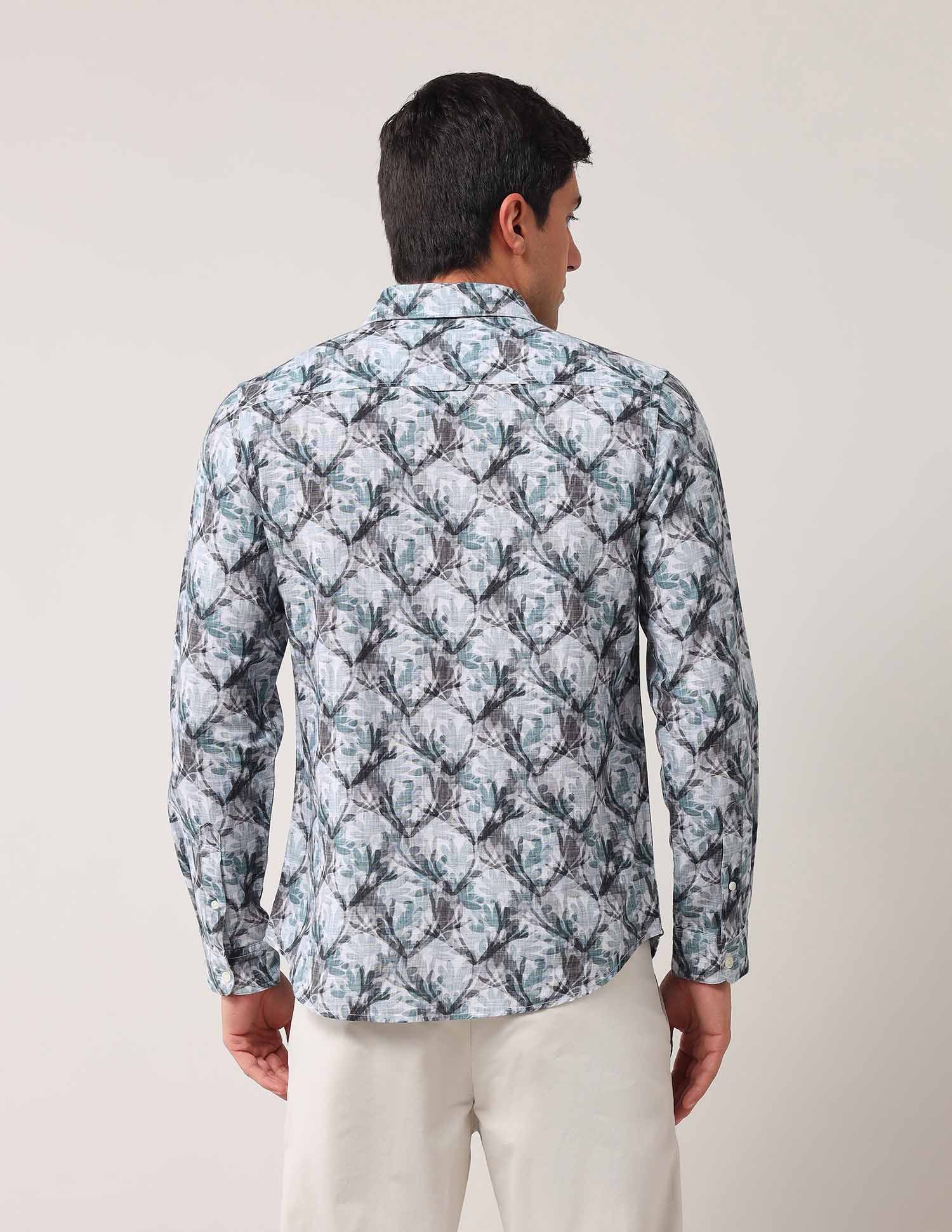 Floral Printed Regular Shirt Teal - U.S. POLO ASSN. | Large